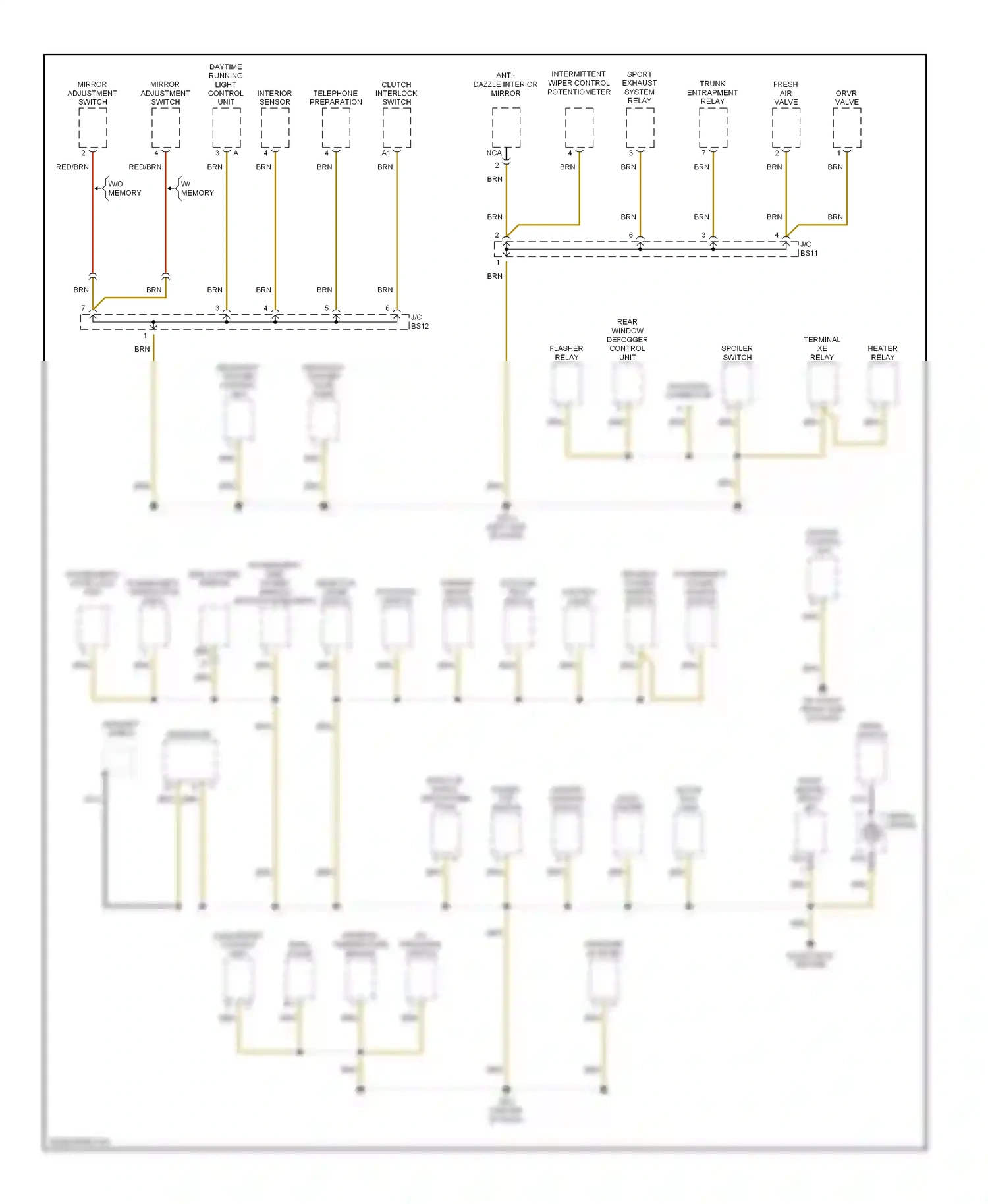 Porsche Boxster 986 facelift (2002-2004) interior sensor wiring diagram  (2 of 2)