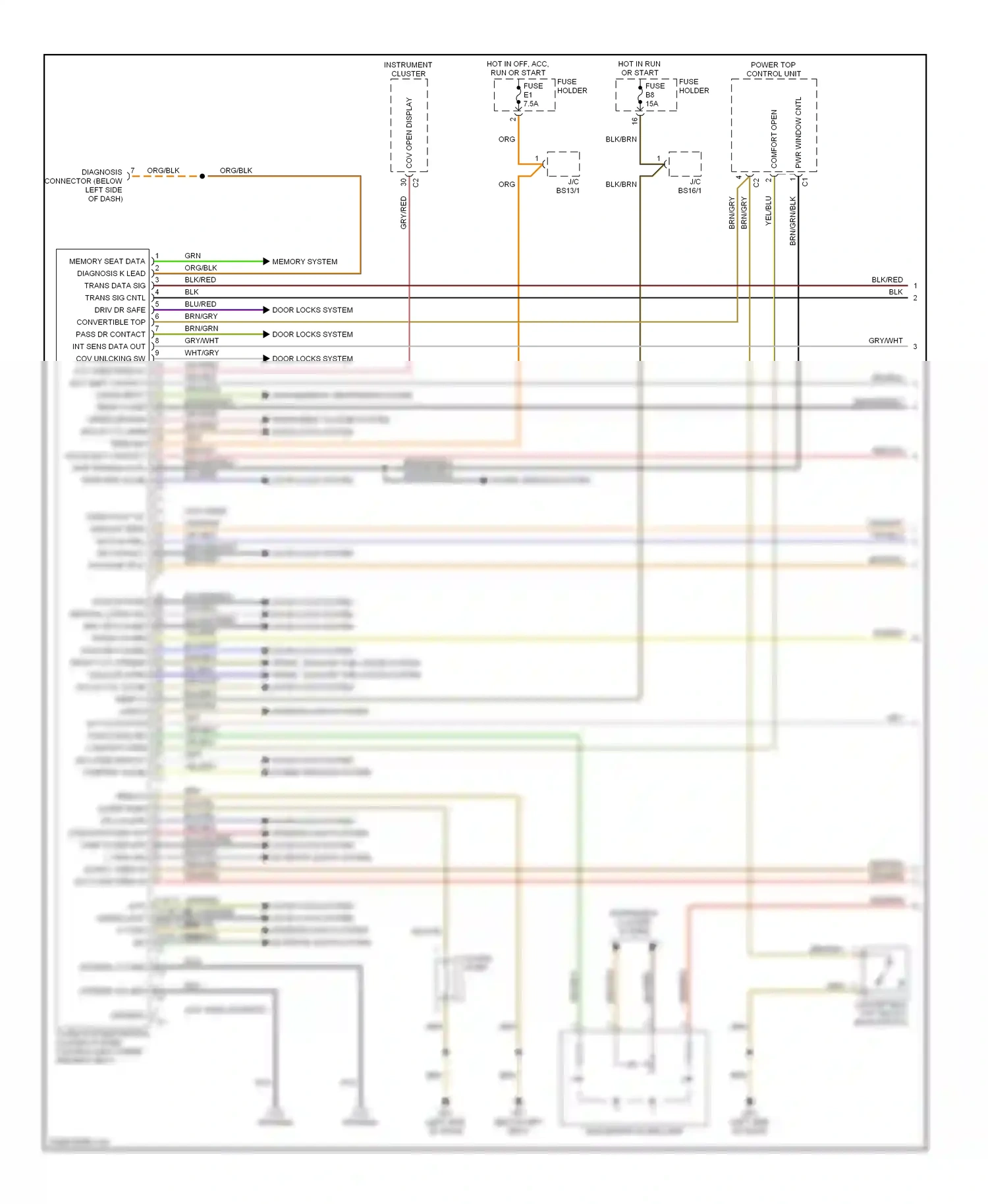 Porsche Boxster 986 facelift (2002-2004) memory system wiring diagram  (1 of 6)