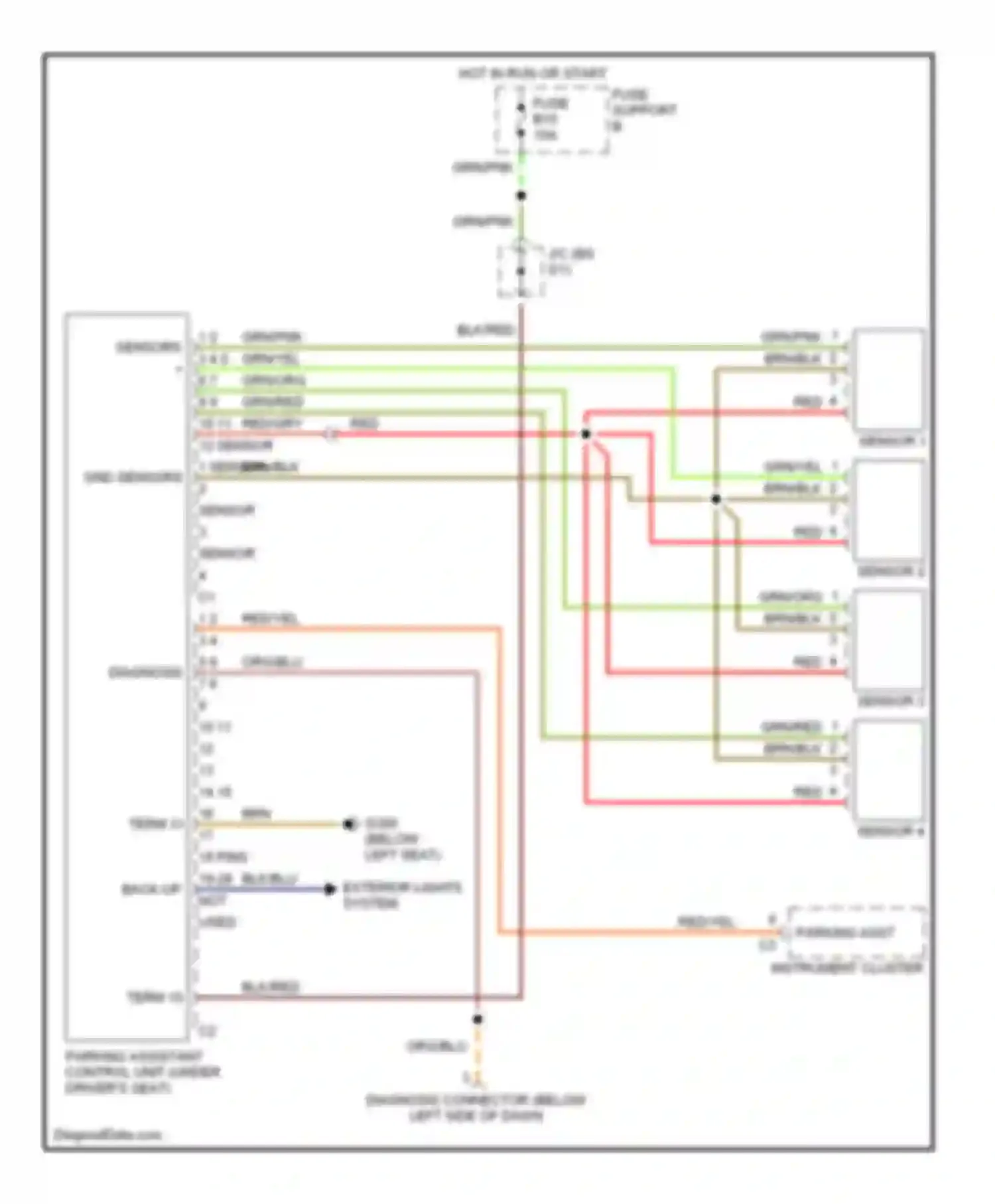 Wiring diagram parking asst for Porsche Boxster 986 (1996-2002) (1 of 1)