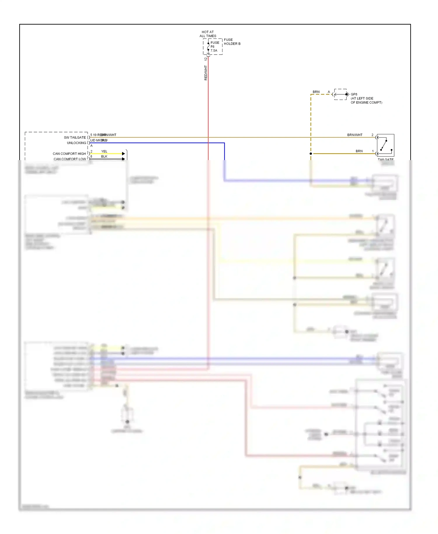 Porsche Boxster 987 facelift 2 (2009-2012) front lock micro switch wiring diagram  (3 of 3)