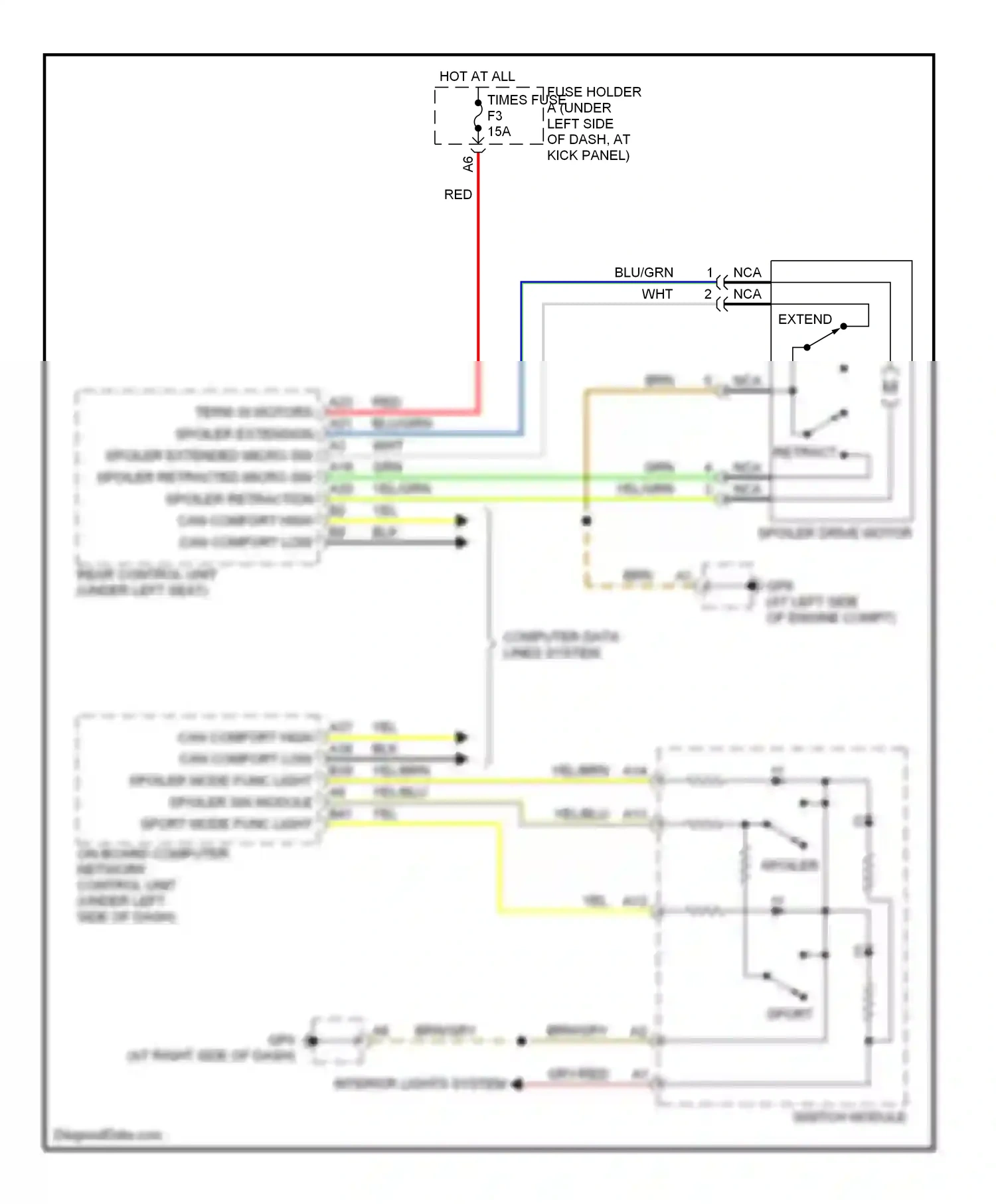 Porsche Boxster 987 facelift (2006-2009) switch module wiring diagram  (1 of 2)