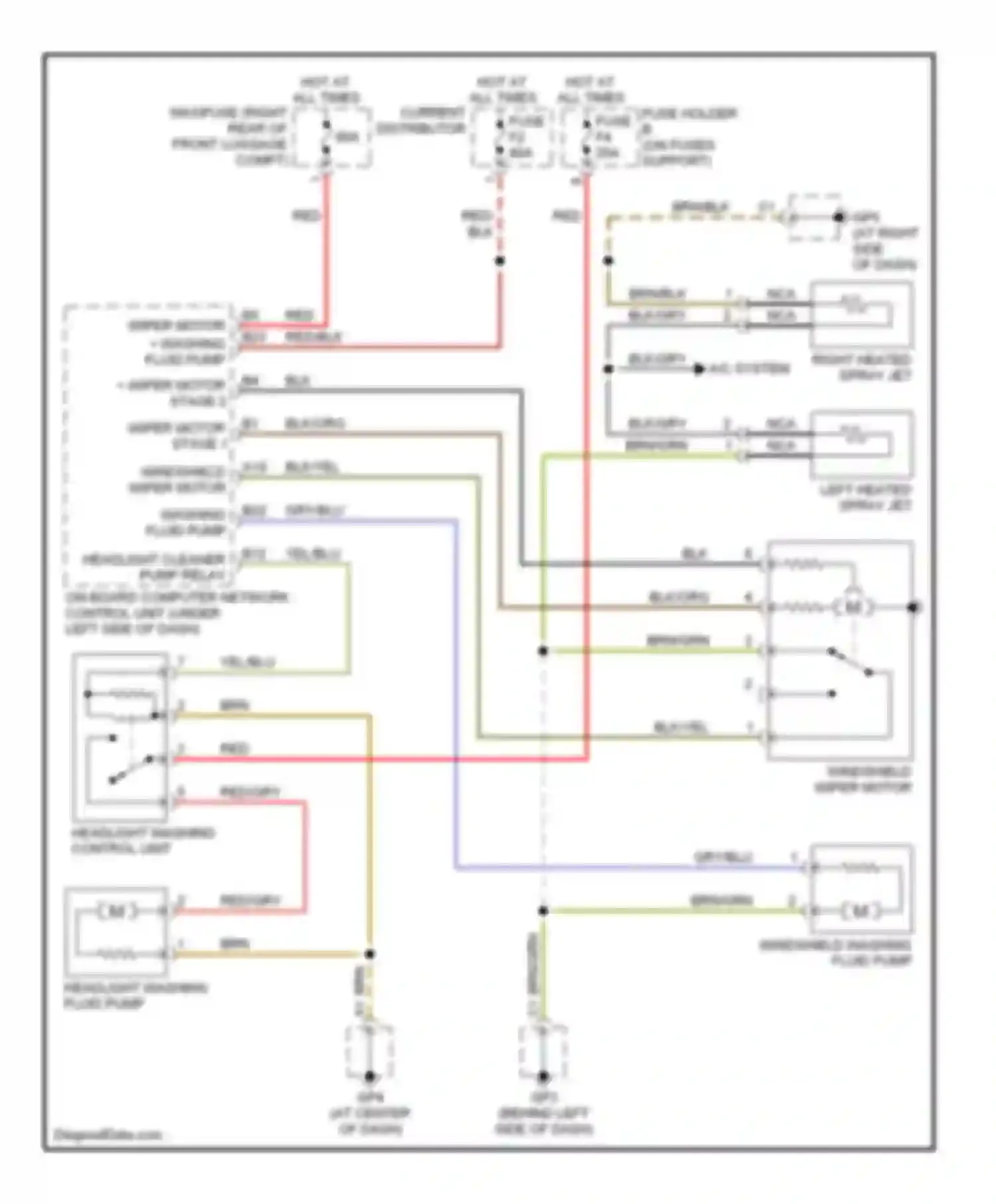 Boxster Porsche 987 (2004-2006): Wiper/washer circuit, without rain sensor