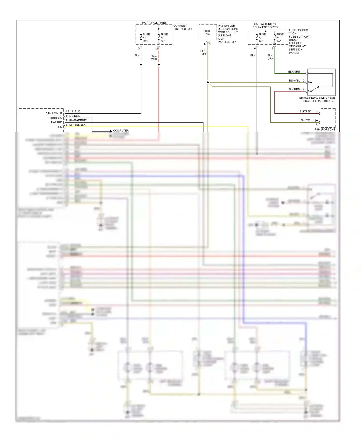 Porsche Boxster 987 (2004-2006) function light wiring diagram  (1 of 2)