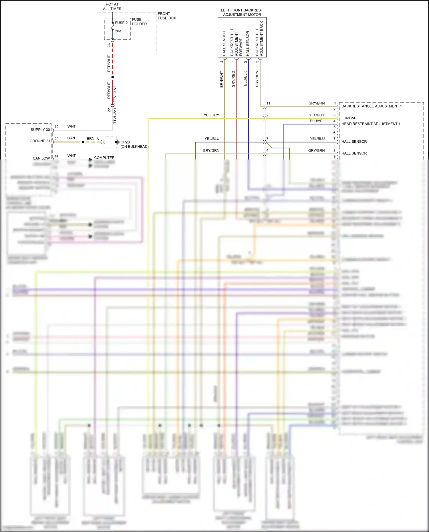 Porsche Cayenne Coupe III facelift (2023-2024) memory module memory button wiring diagram  (1 of 2)