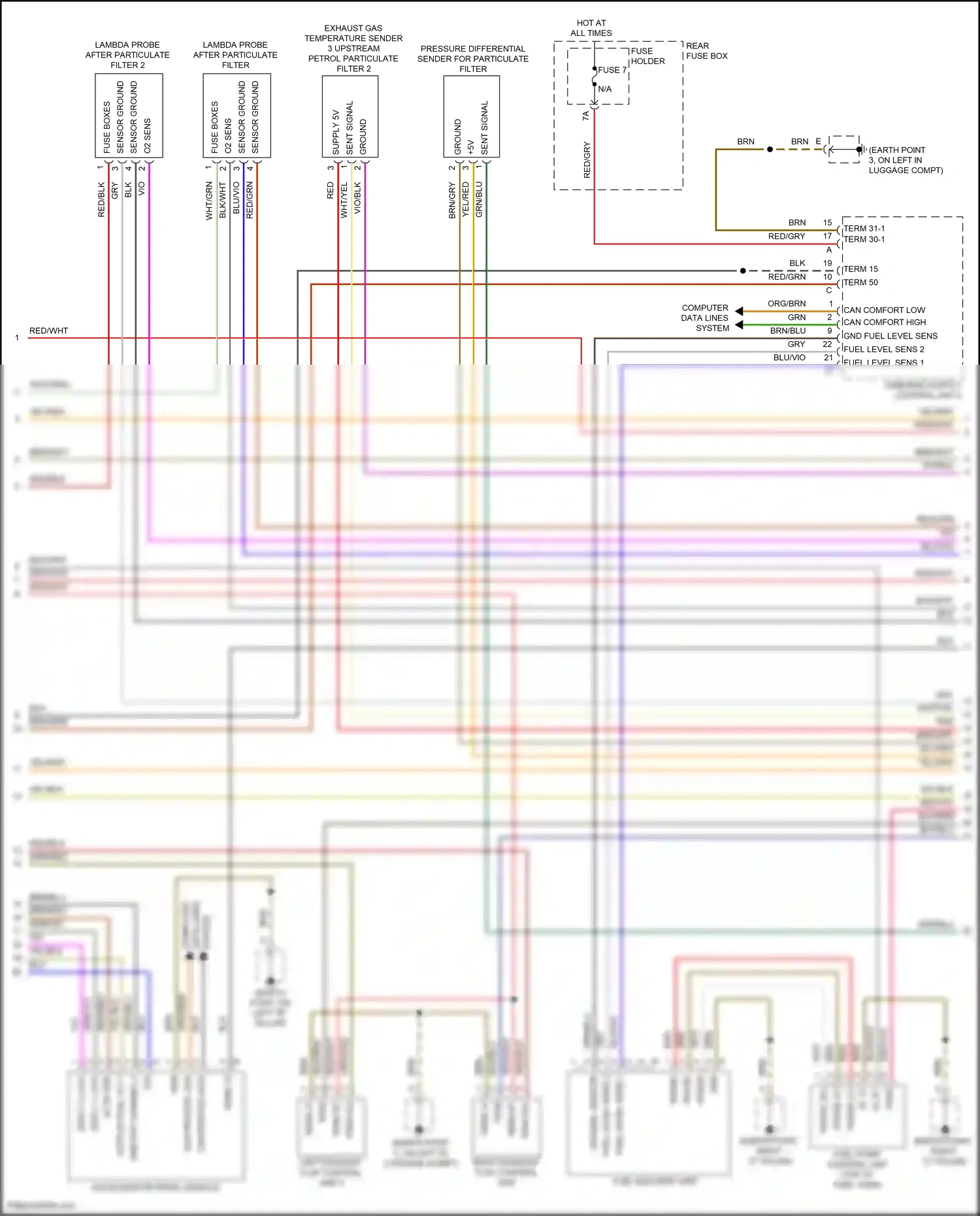 Porsche Cayenne Coupe III (2019-2023) lambda probe after particulate filter wiring diagram  (1 of 3)