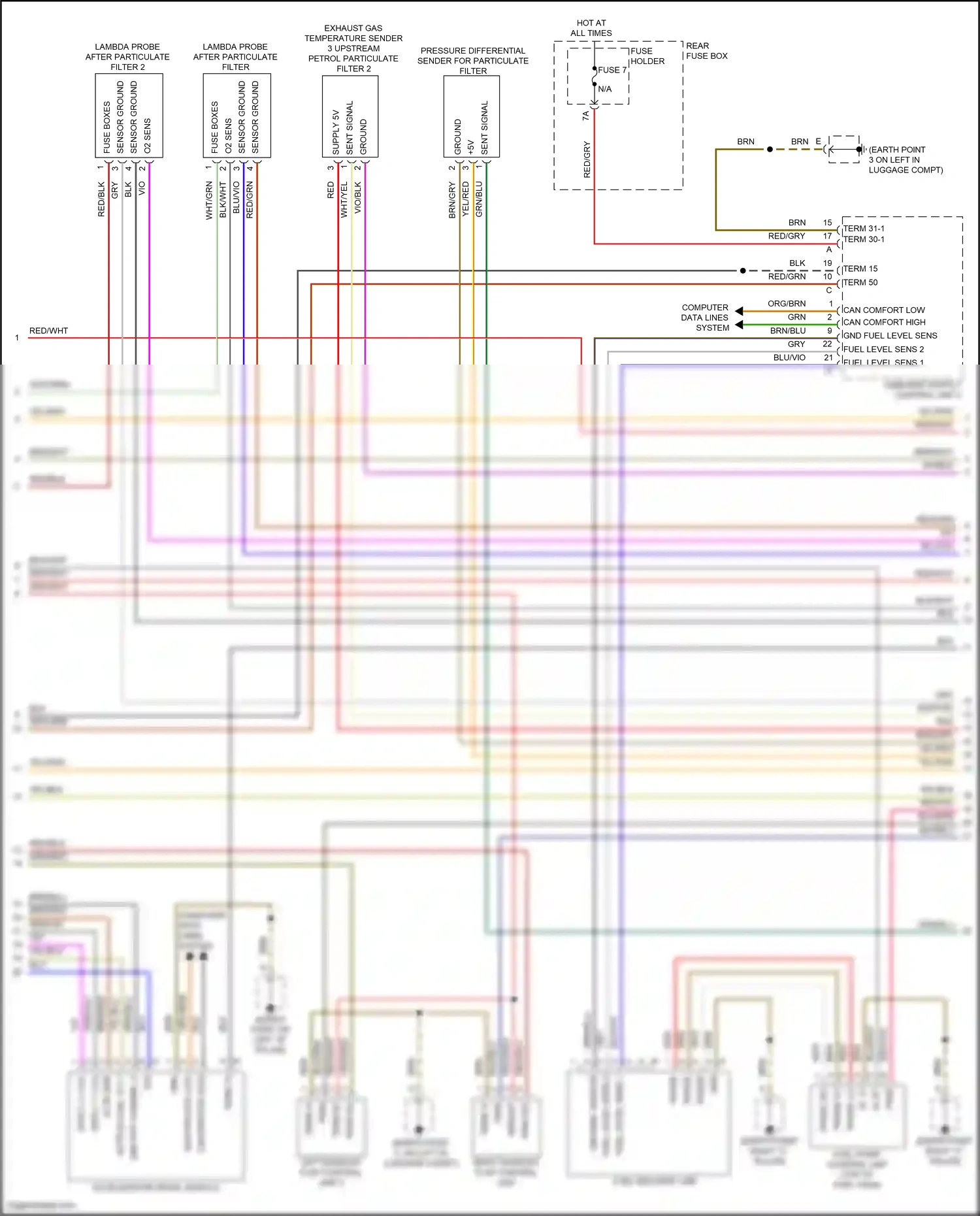 Porsche Cayenne Coupe III (2019-2023) lambda probe after particulate filter wiring diagram  (2 of 3)