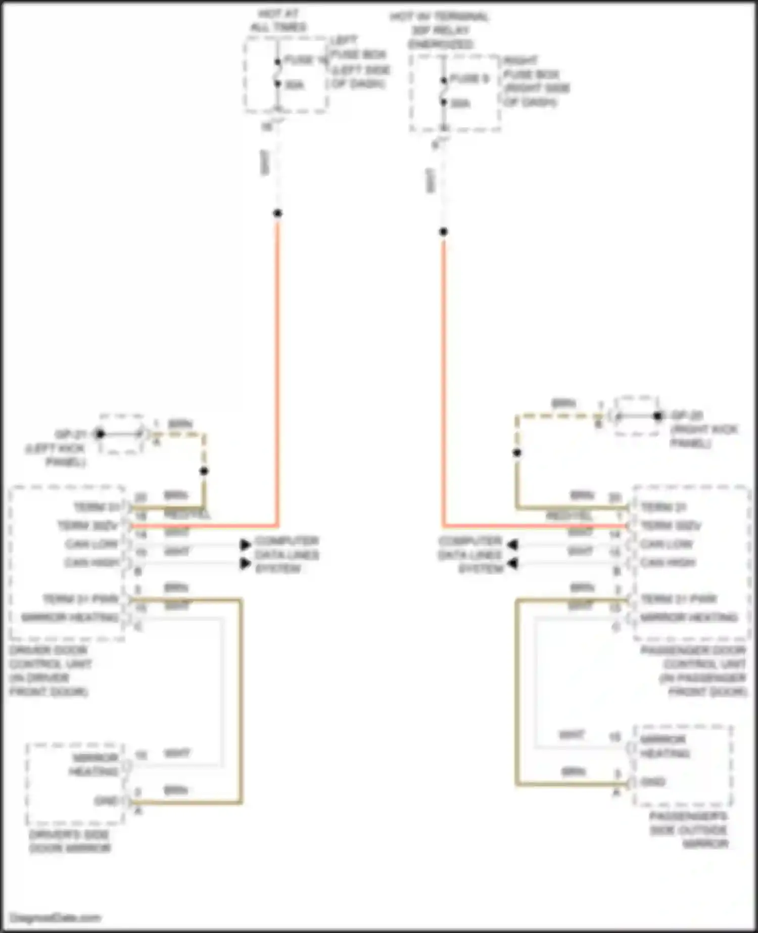 Wiring diagram driver's side door mirror for Porsche Cayenne GTS II (2010-2014) (1 of 1)