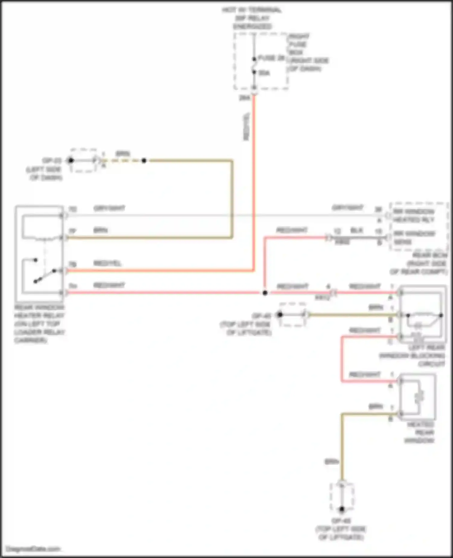 Wiring diagram rear window heater relay for Porsche Cayenne GTS II (2010-2014) (1 of 4)