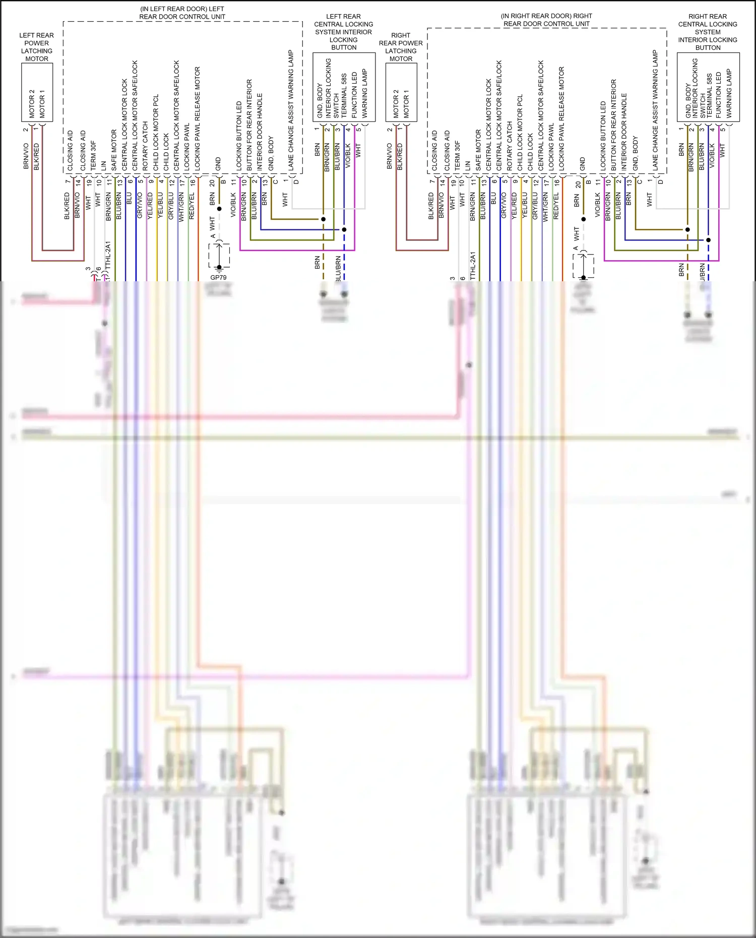 Porsche Cayenne S III facelift (2023-2024) interior locking wiring diagram  (1 of 3)
