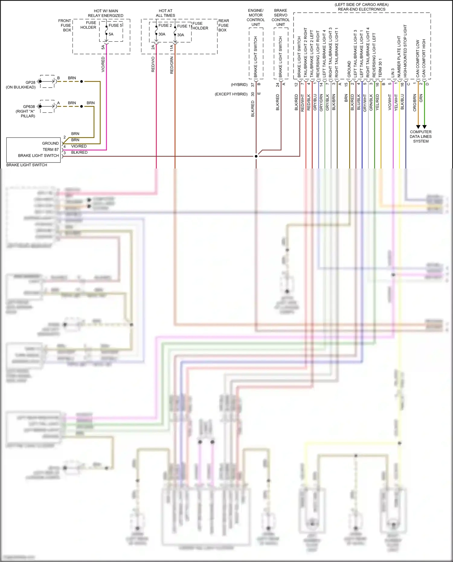 Porsche Cayenne S III facelift (2023-2024) left reverse light wiring diagram  (1 of 1)