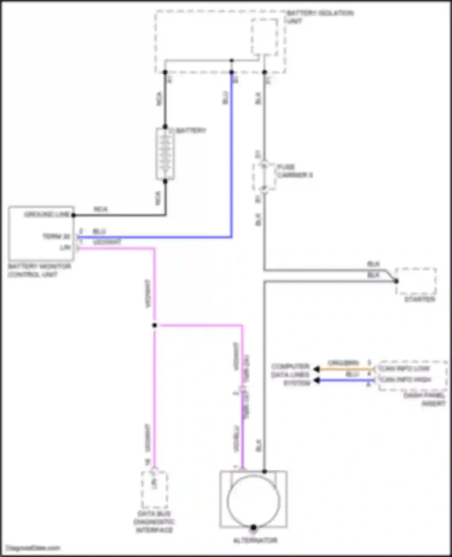Wiring diagram battery monitor control unit for Porsche Cayenne S III (2017-2023) (1 of 3)
