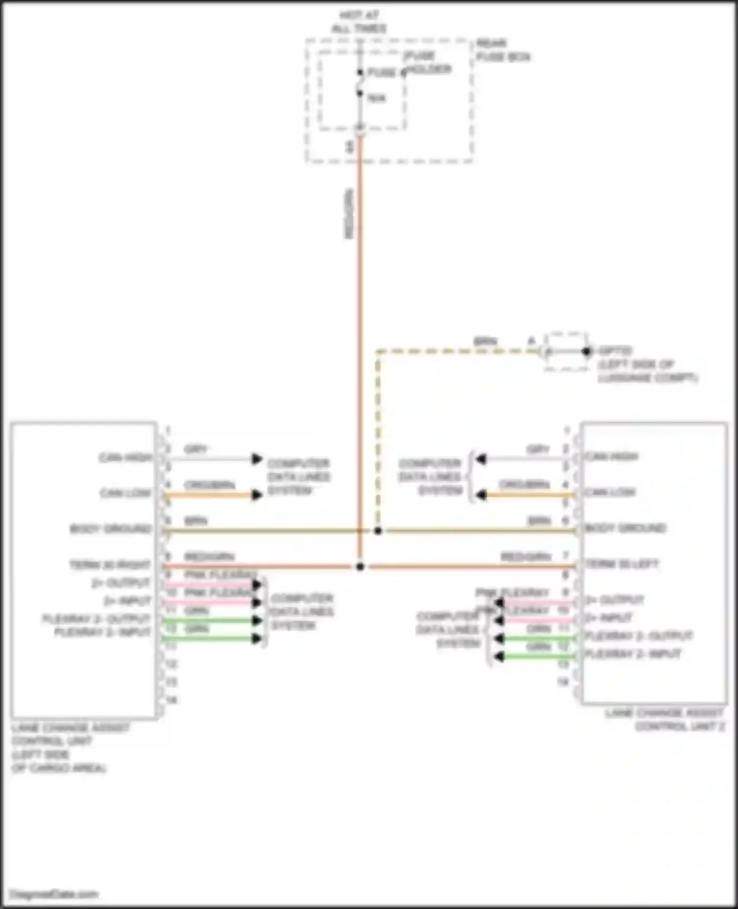Wiring diagram lane change assist control unit for Porsche Cayenne S III (2017-2023)