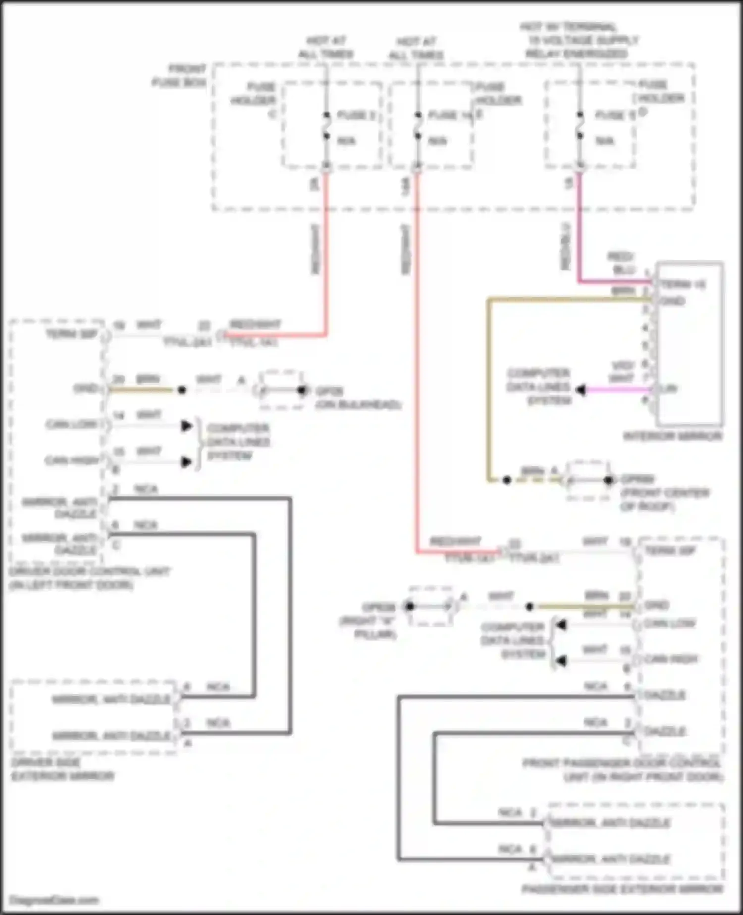 Wiring diagram mirror, anti-dazzle + for Porsche Cayenne S III (2017-2023) (1 of 3)