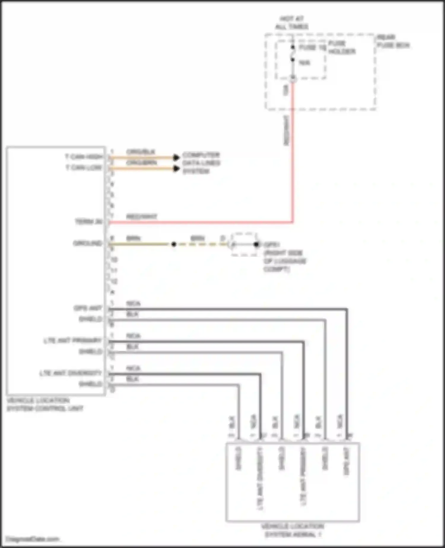 Wiring diagram vehicle location system control unit for Porsche Cayenne S III (2017-2023) (3 of 3)