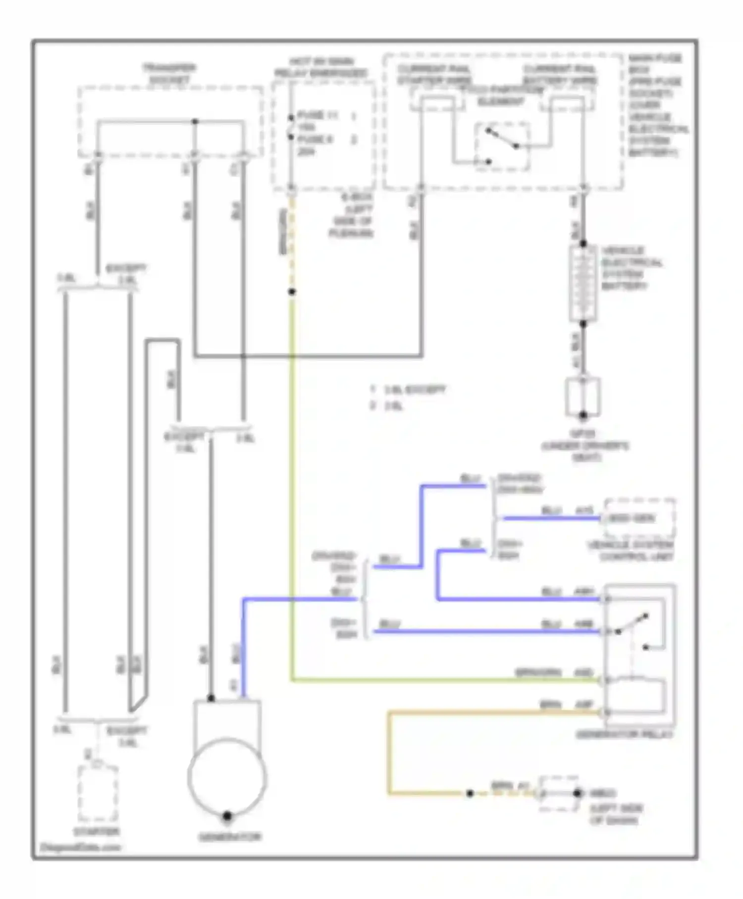 Wiring diagram hot w/ main relay energized for Porsche Cayenne I facelift (2007-2010) (1 of 2)