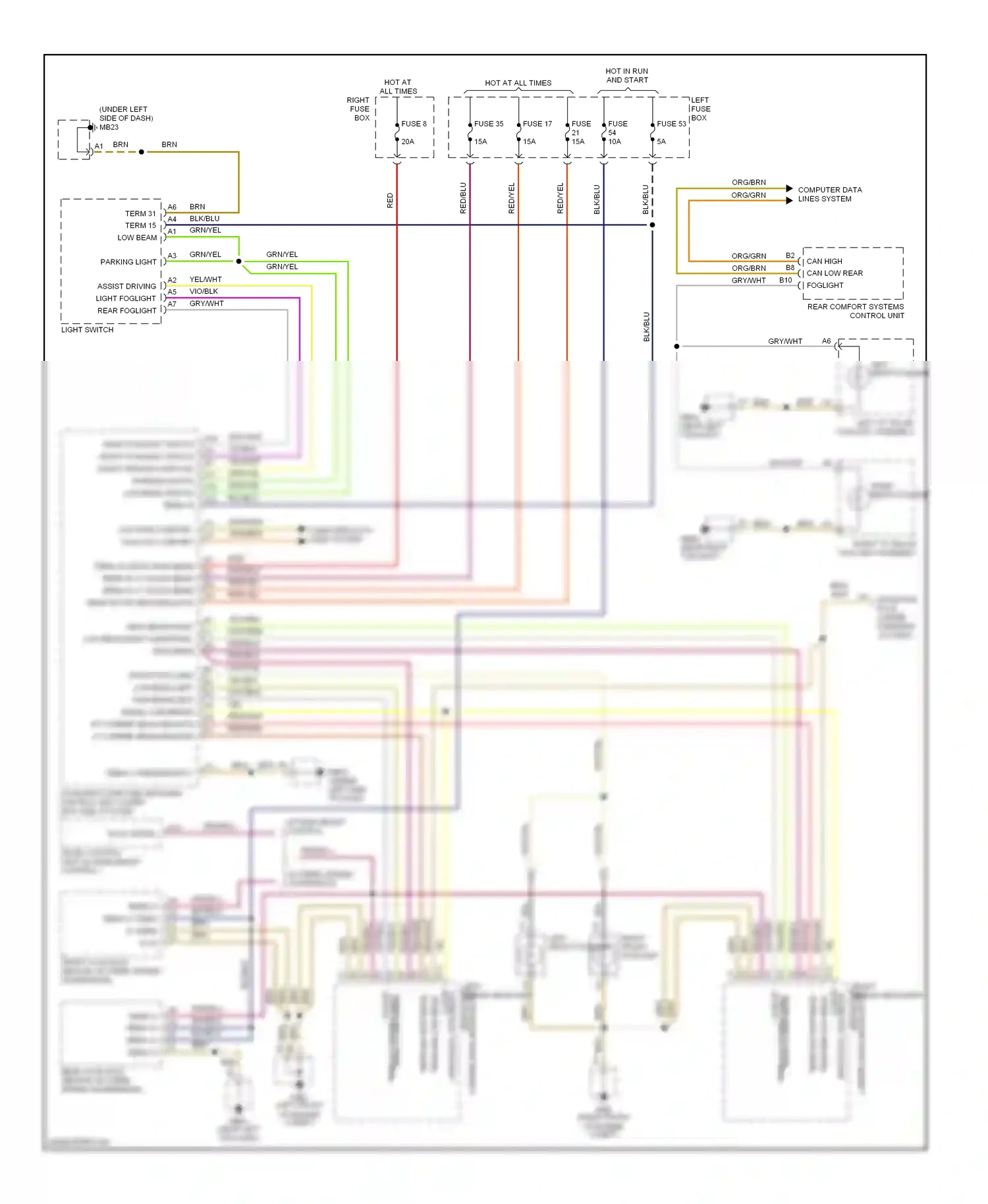 Porsche Cayenne I (2002-2007) on-board computer network control unit (under left side of dash) wiring diagram  (4 of 8)
