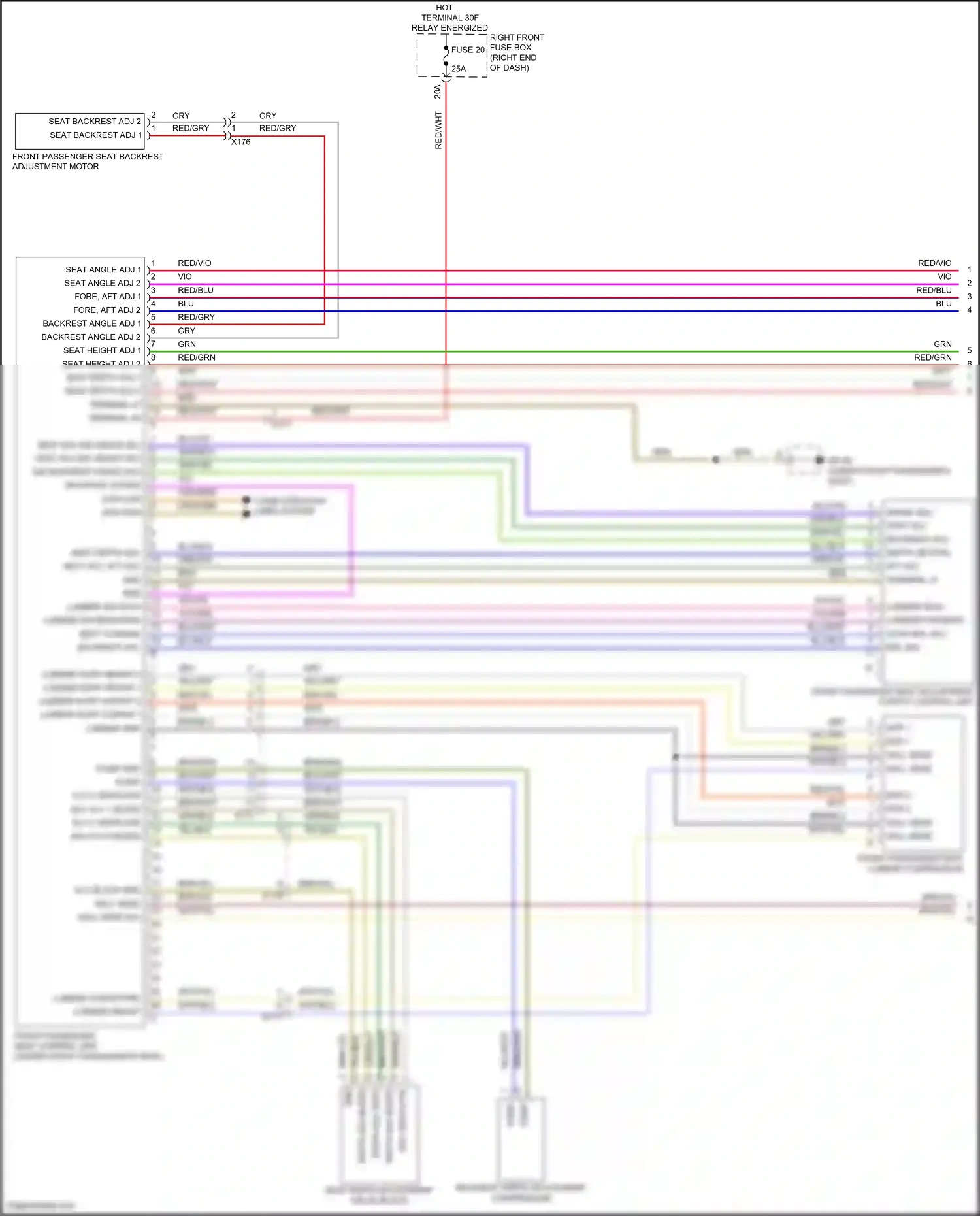 Wiring diagram backrest angle adj 1 for Porsche Cayenne II facelift (2014-2018) (2 of 2)