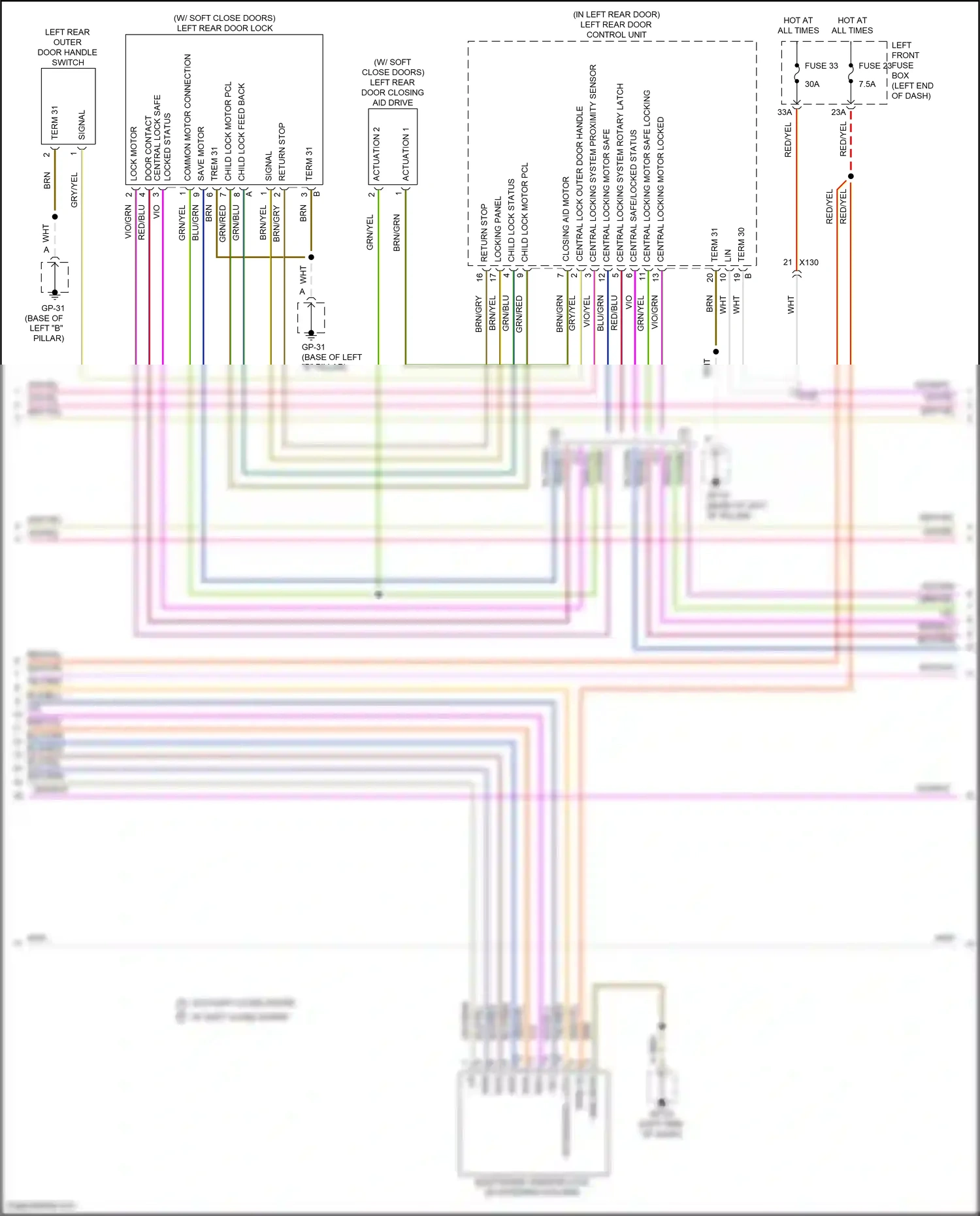 Wiring diagram central locking motor safe locking for Porsche Cayenne II facelift (2014-2018) (1 of 4)
