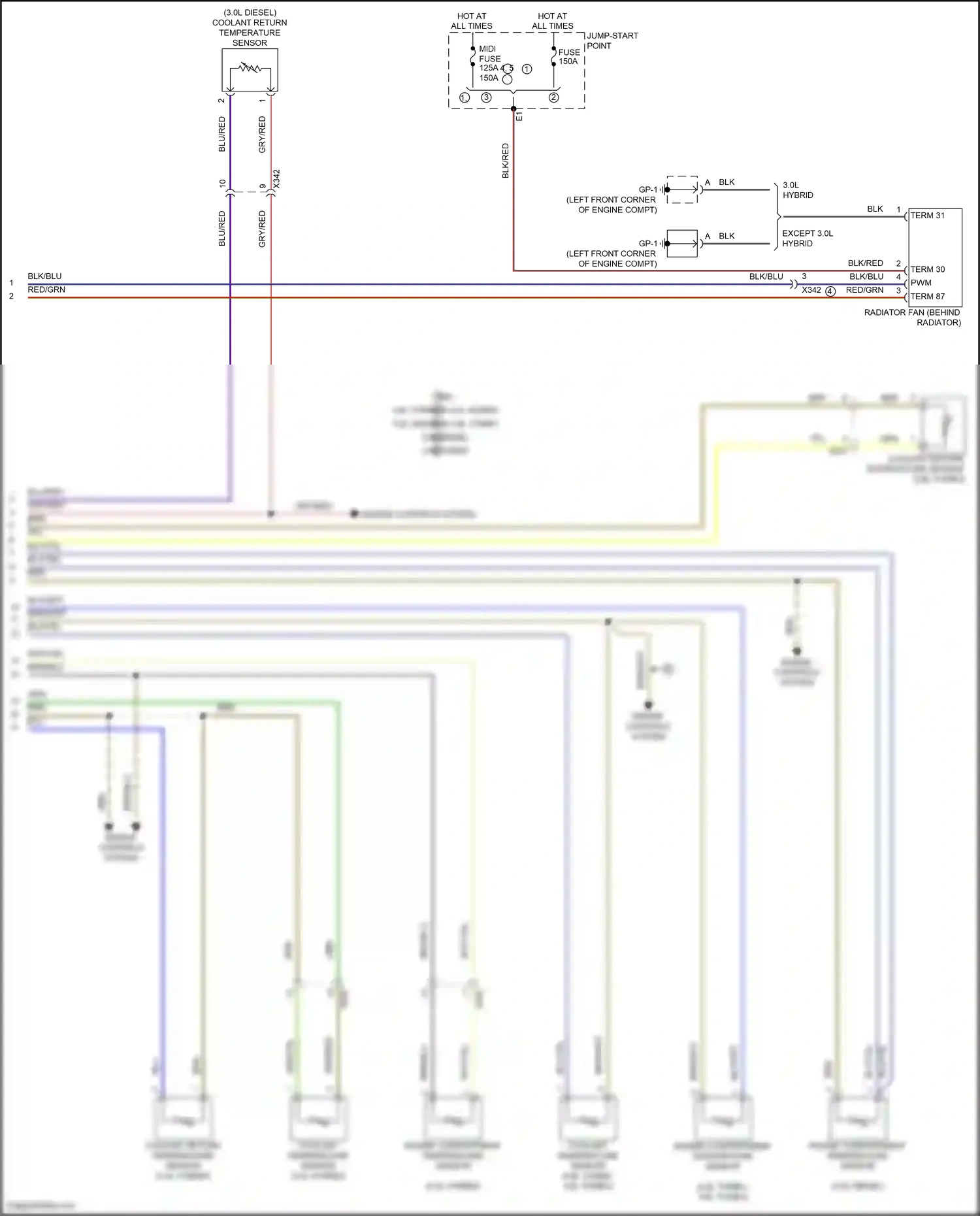 Wiring diagram coolant temperature sensor for Porsche Cayenne II facelift (2014-2018) (1 of 5)