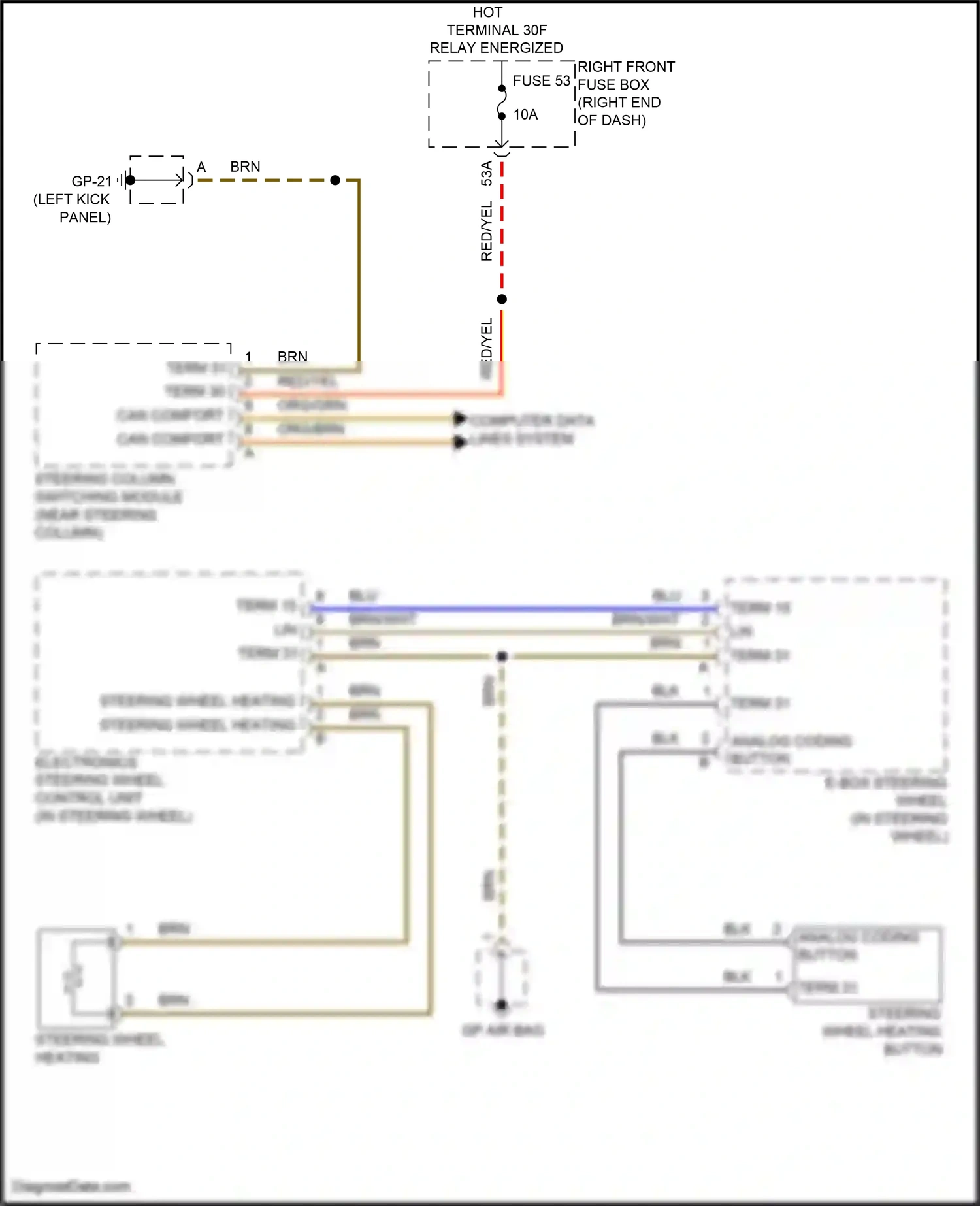 Wiring diagram fuse 53 for Porsche Cayenne II facelift (2014-2018) (2 of 6)