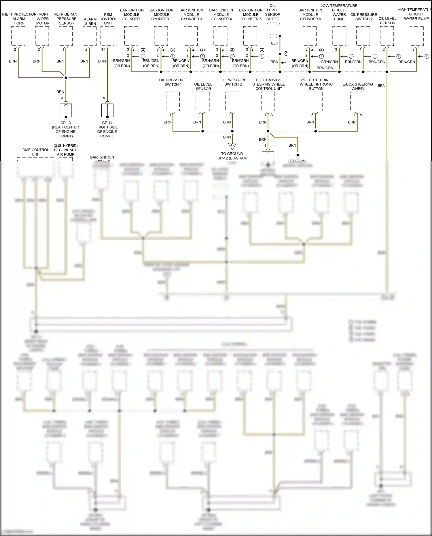 Wiring diagram glow pin control unit for Porsche Cayenne II facelift (2014-2018) (1 of 2)