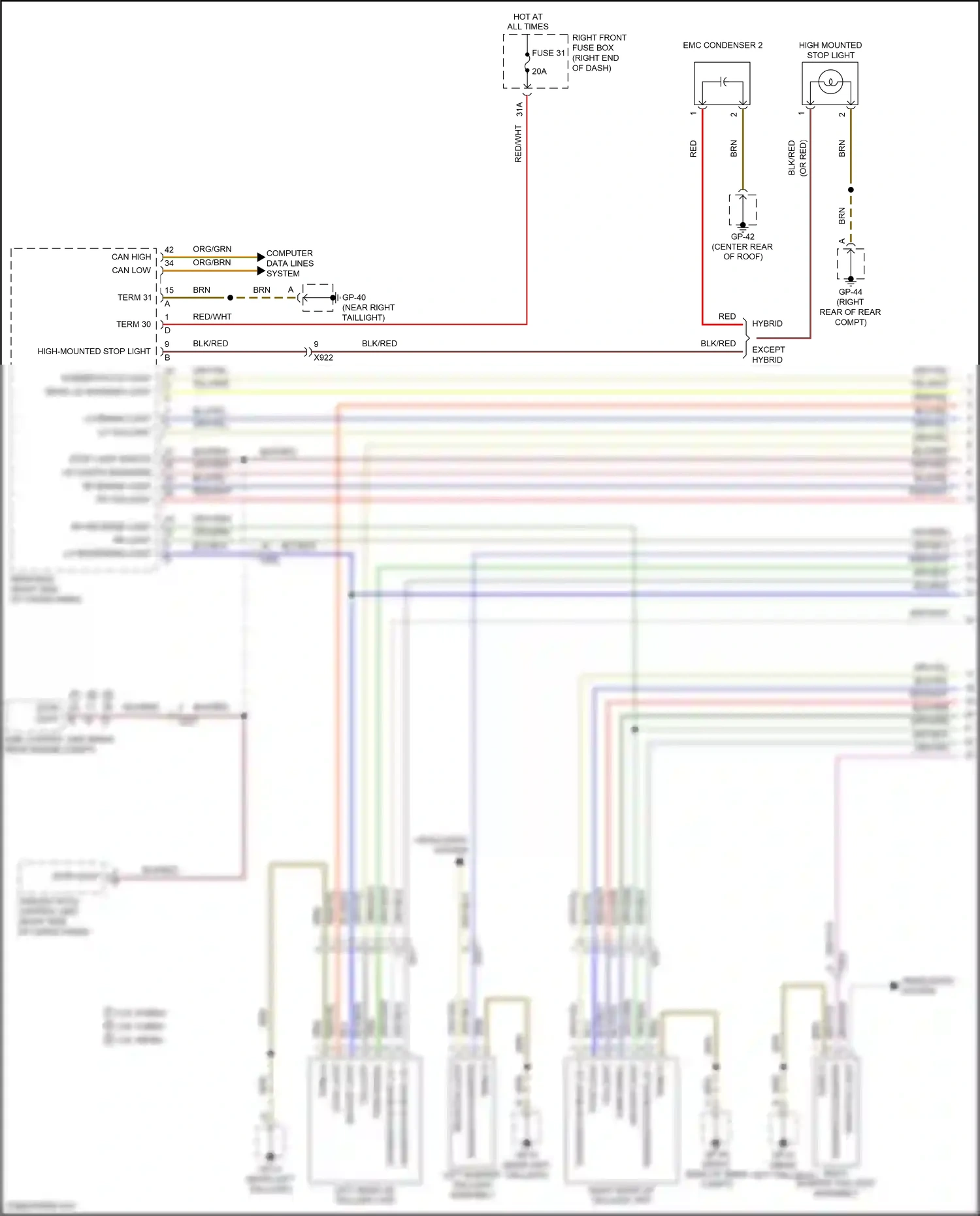 Wiring diagram headlights system for Porsche Cayenne II facelift (2014-2018) (1 of 5)