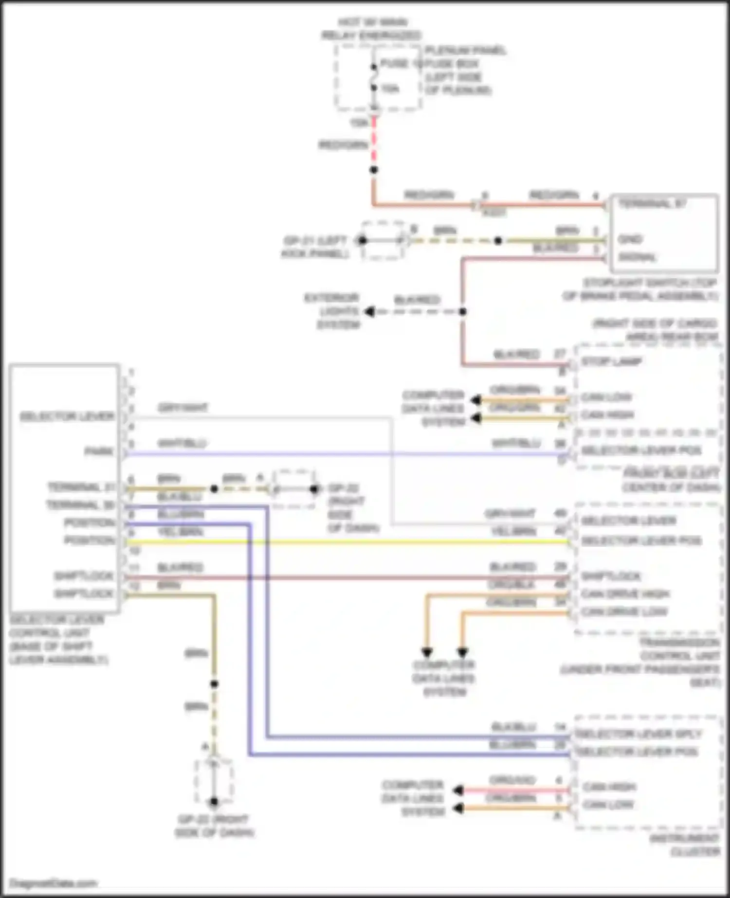 Wiring diagram selector lever control unit for Porsche Cayenne II facelift (2014-2018)