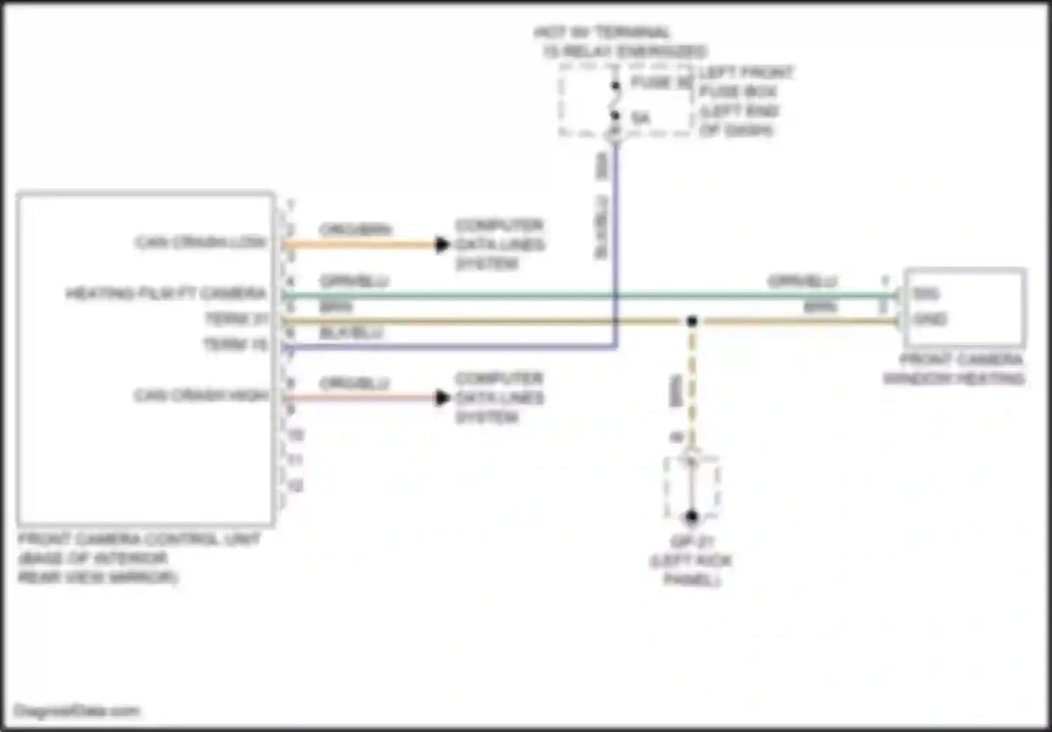 Wiring diagram front camera control unit for Porsche Cayenne II facelift (2014-2018)