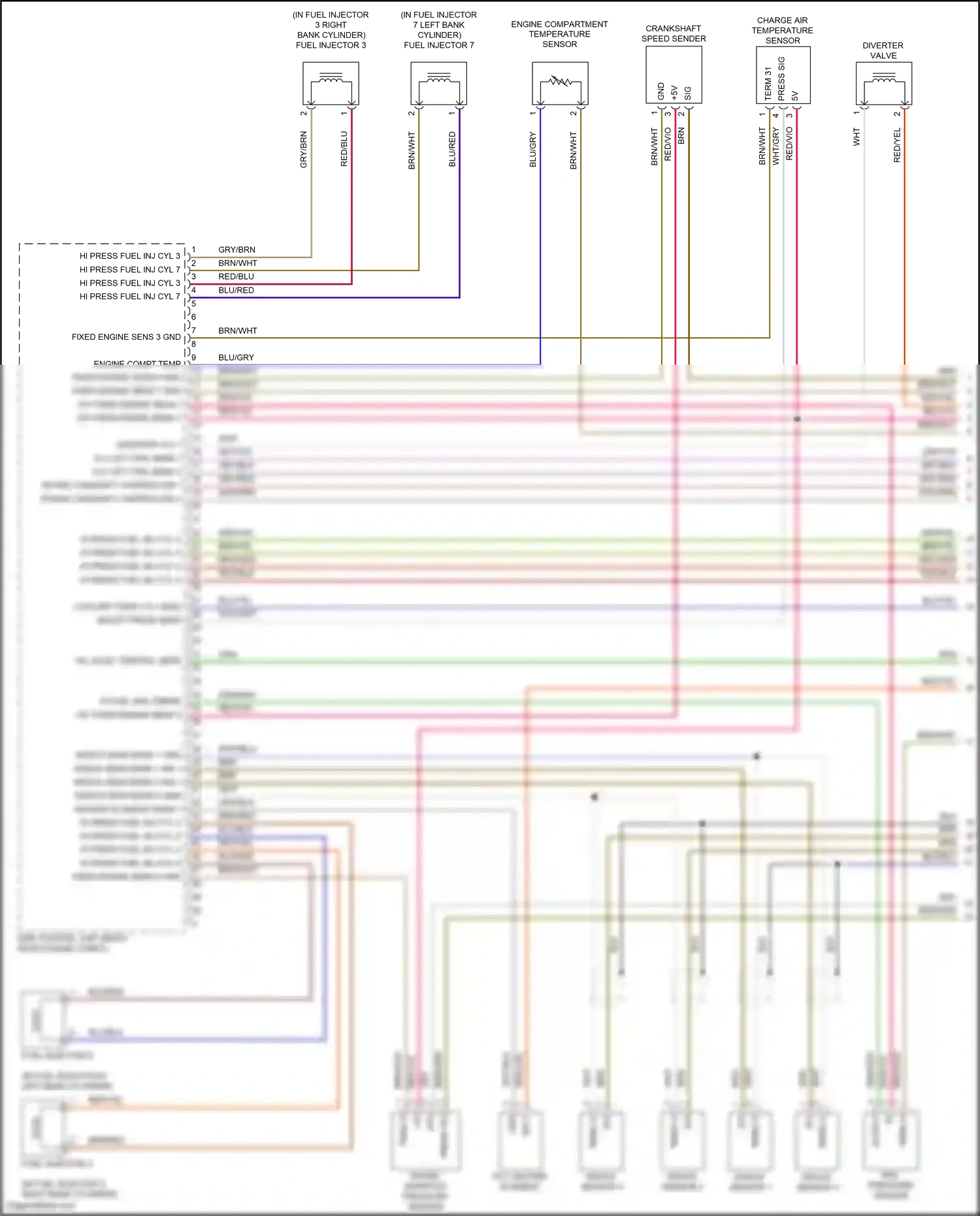 Wiring diagram knock sensor 1 for Porsche Cayenne II facelift (2014-2018) (4 of 4)