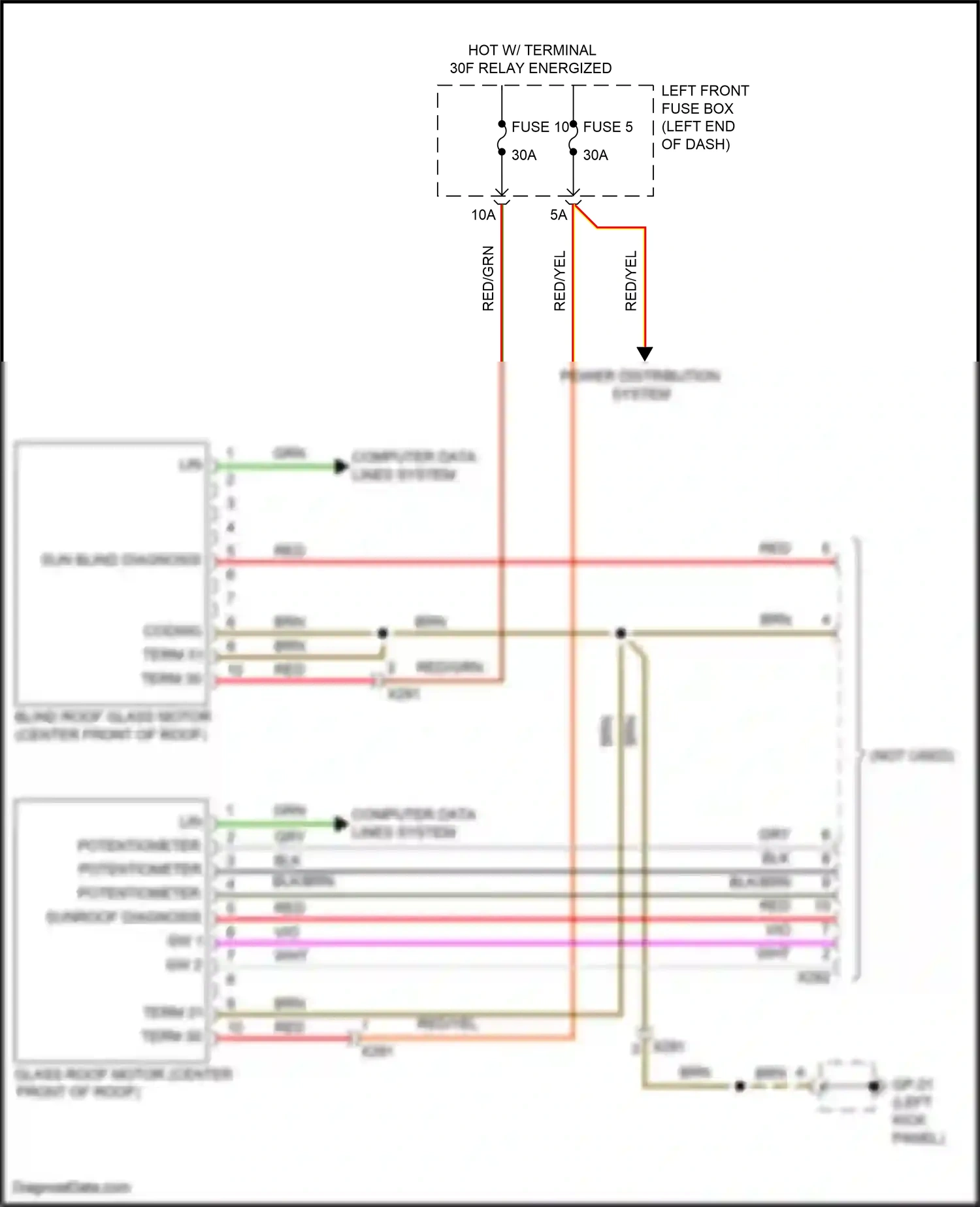 Wiring diagram left front fuse box for Porsche Cayenne II facelift (2014-2018) (45 of 69)