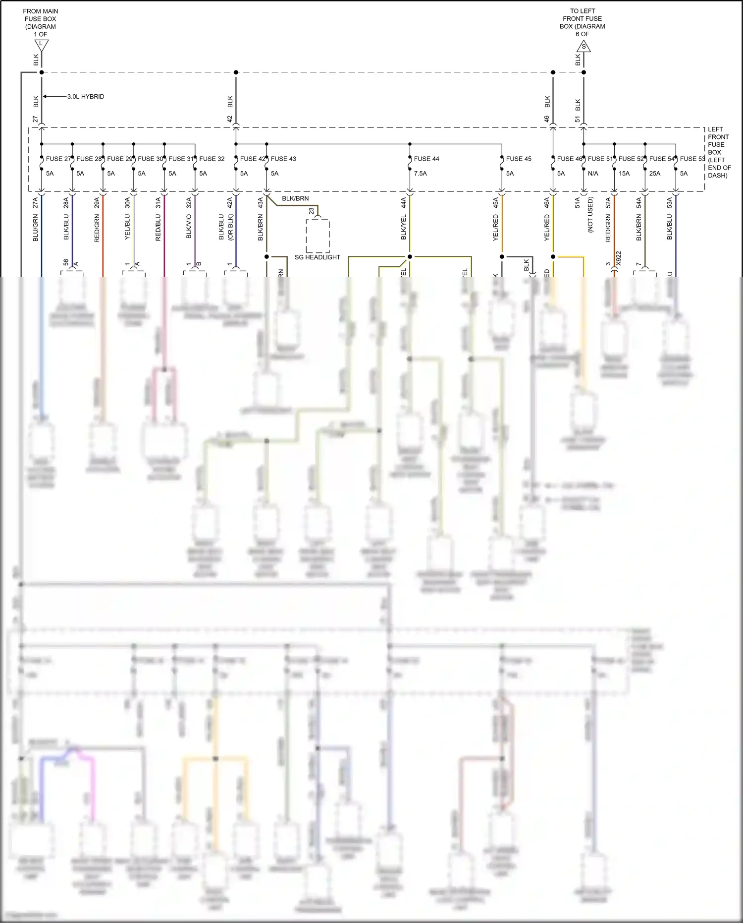 Wiring diagram left headlight for Porsche Cayenne II facelift (2014-2018) (4 of 4)