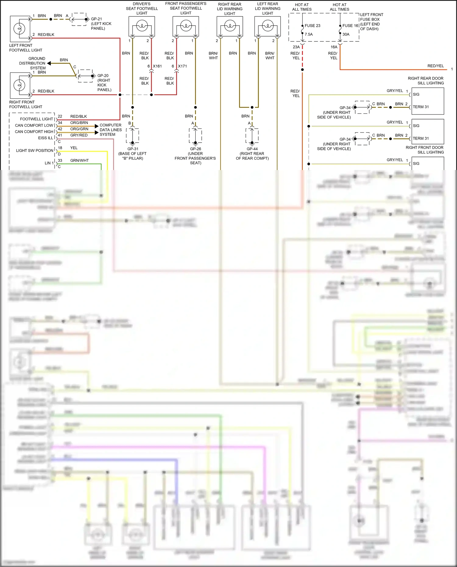 Wiring diagram left make-up mirror for Porsche Cayenne II facelift (2014-2018) (1 of 1)
