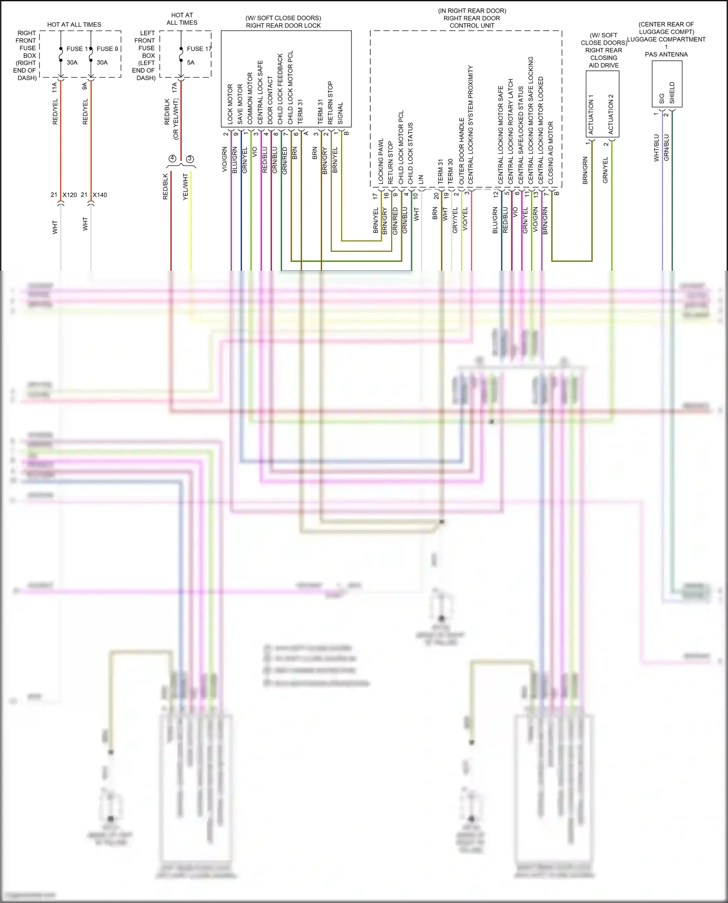 Wiring diagram locking pawl for Porsche Cayenne II facelift (2014-2018) (1 of 2)