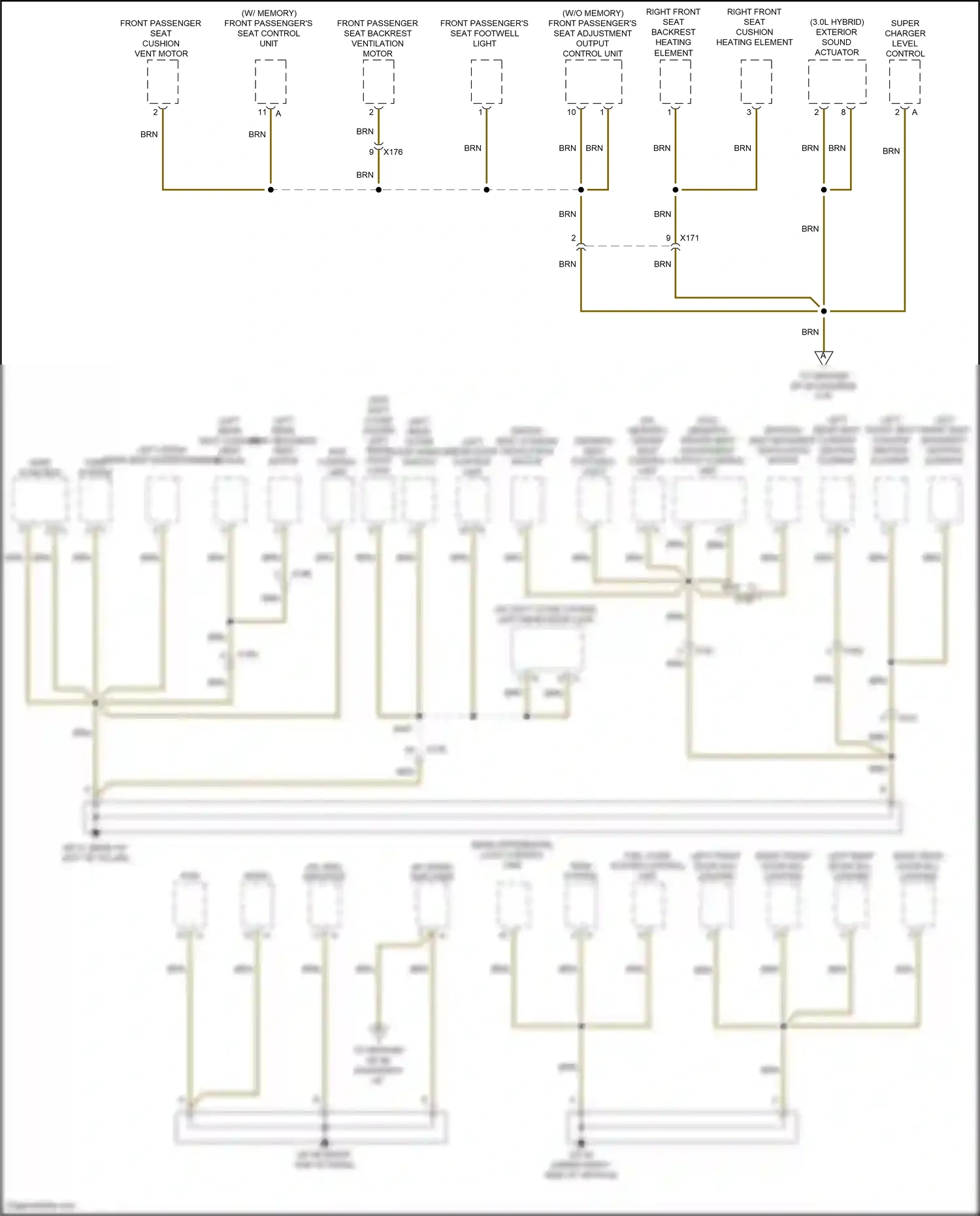 Porsche Cayenne II facelift (2014-2018) right front seat cushion heating element wiring diagram  (2 of 3)