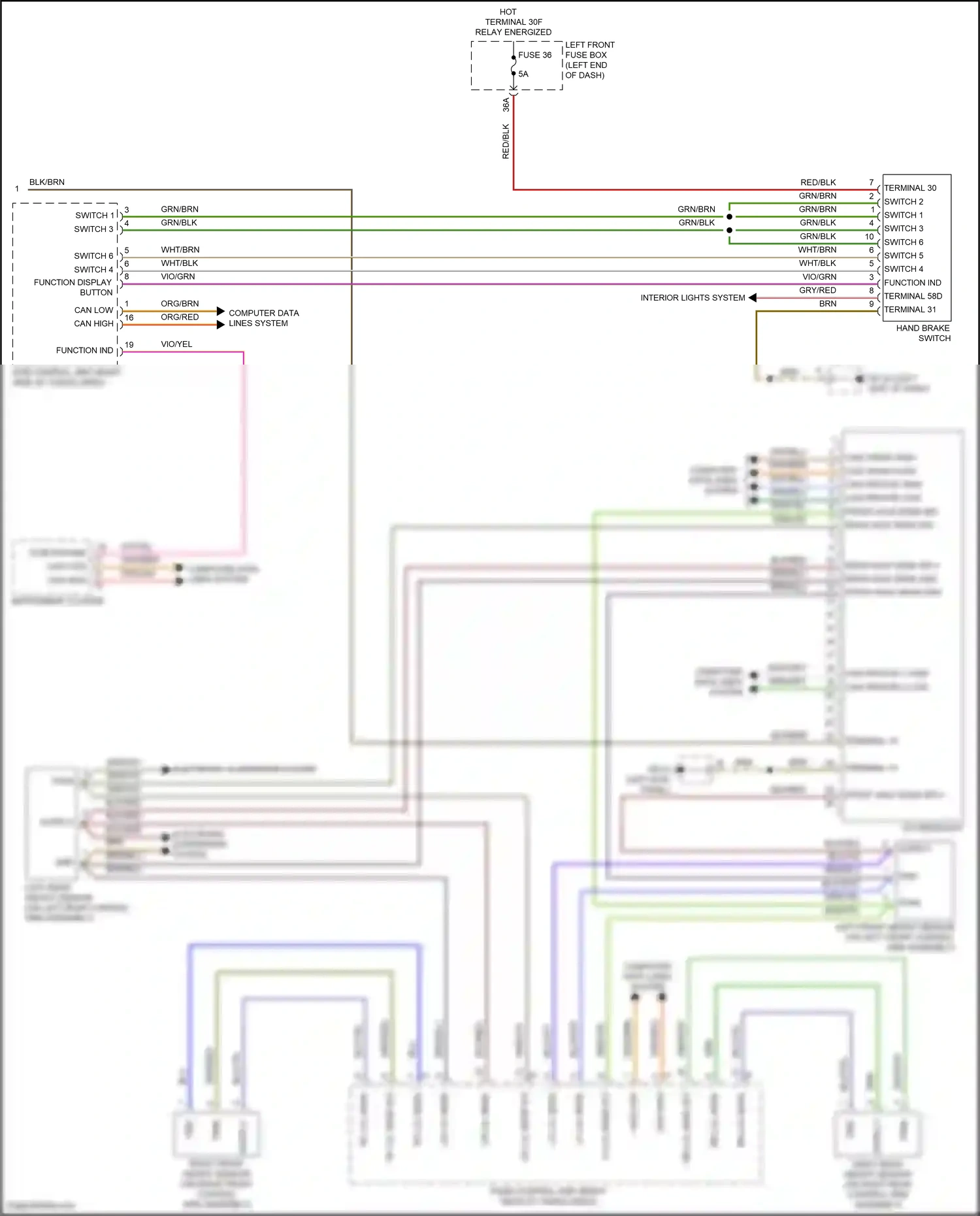 Wiring diagram right rear height sensor for Porsche Cayenne II facelift (2014-2018) (2 of 2)