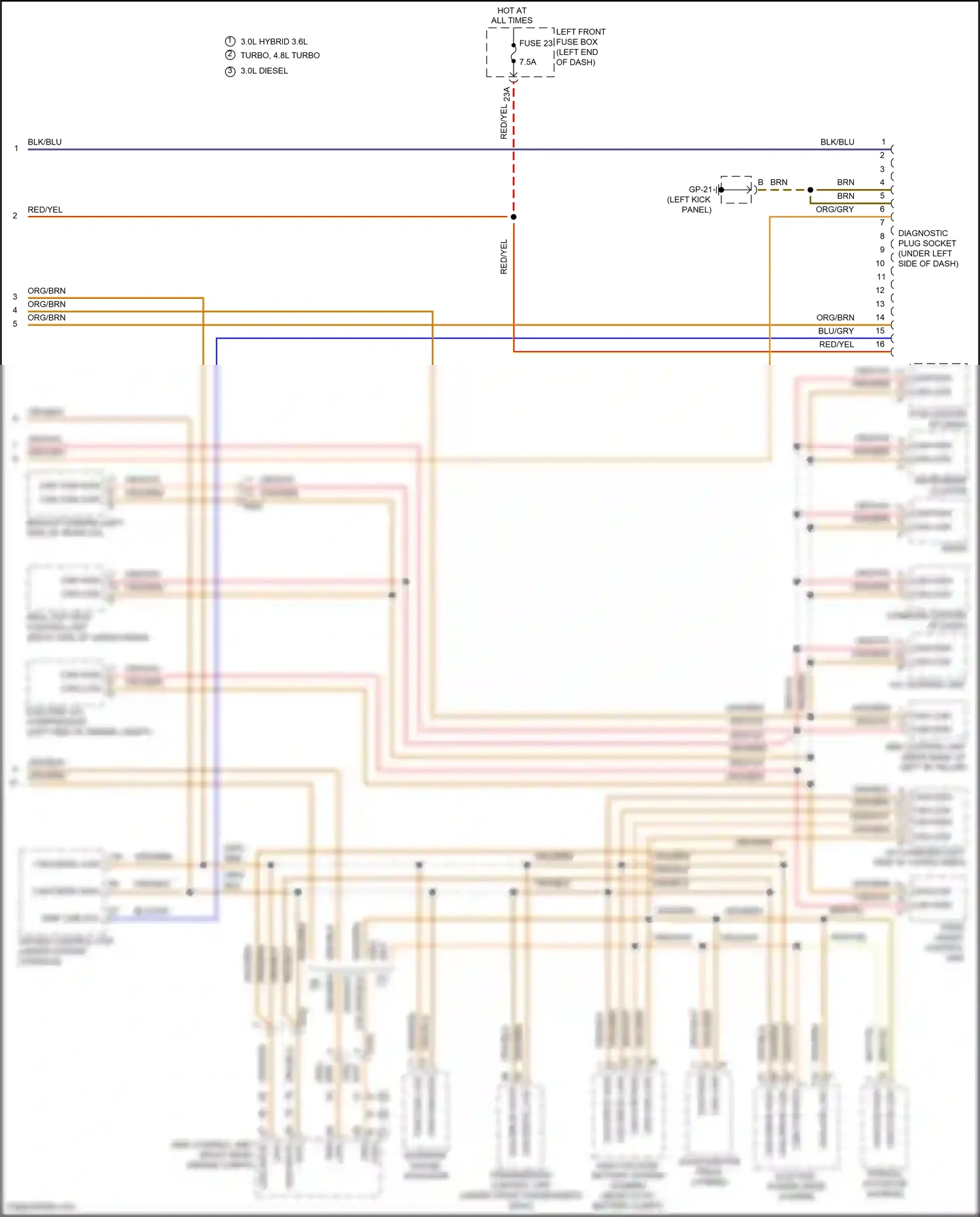 Wiring diagram transmission control unit for Porsche Cayenne II facelift (2014-2018) (3 of 8)
