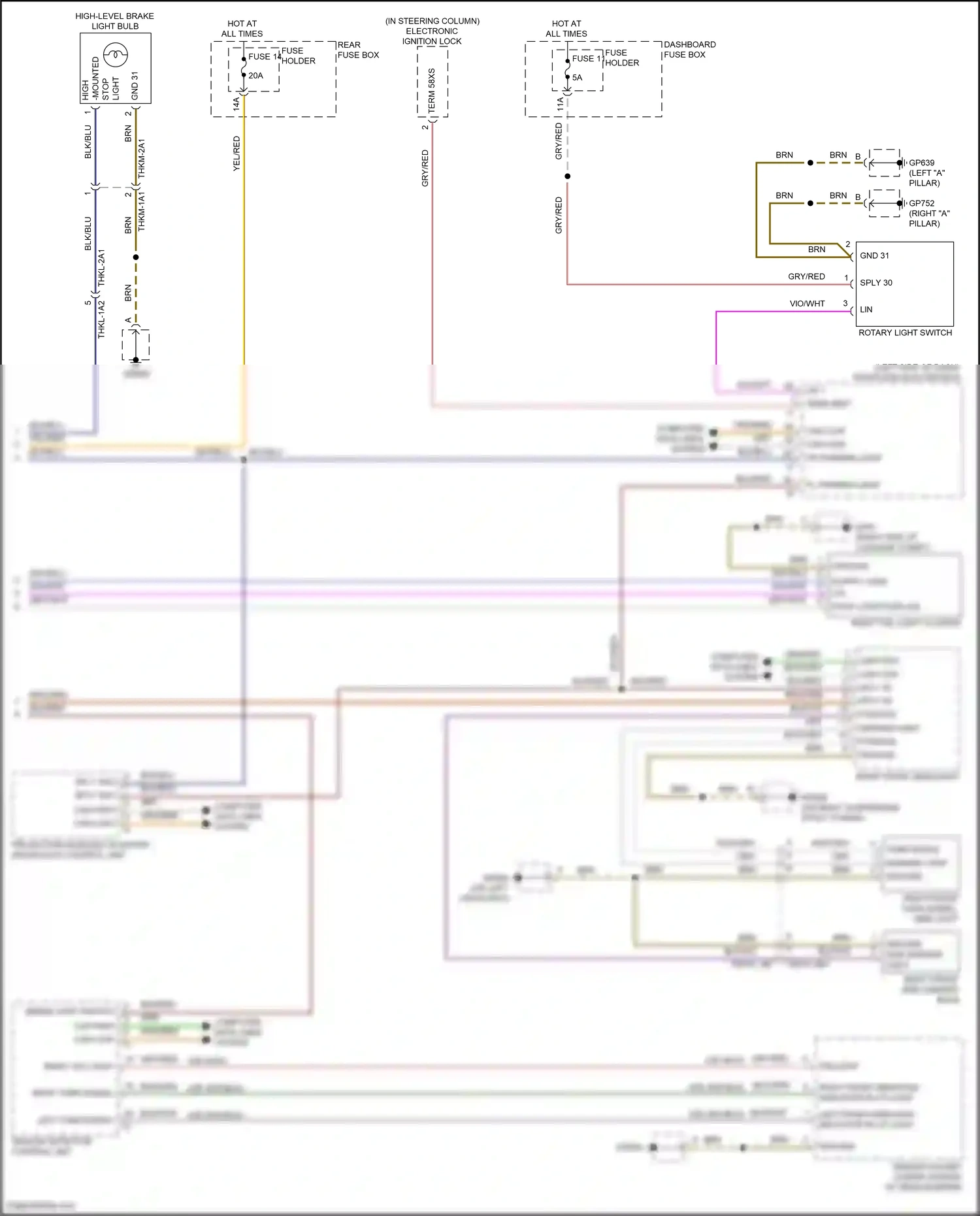 Porsche Cayenne III facelift (2023-2024) left front direction indicator pilot light wiring diagram  (1 of 2)