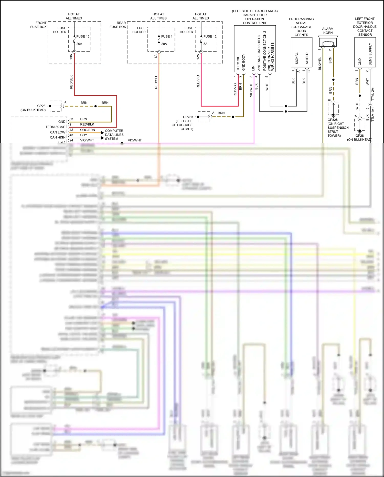 Porsche Cayenne III facelift (2023-2024) locking, wiring diagram  (1 of 2)