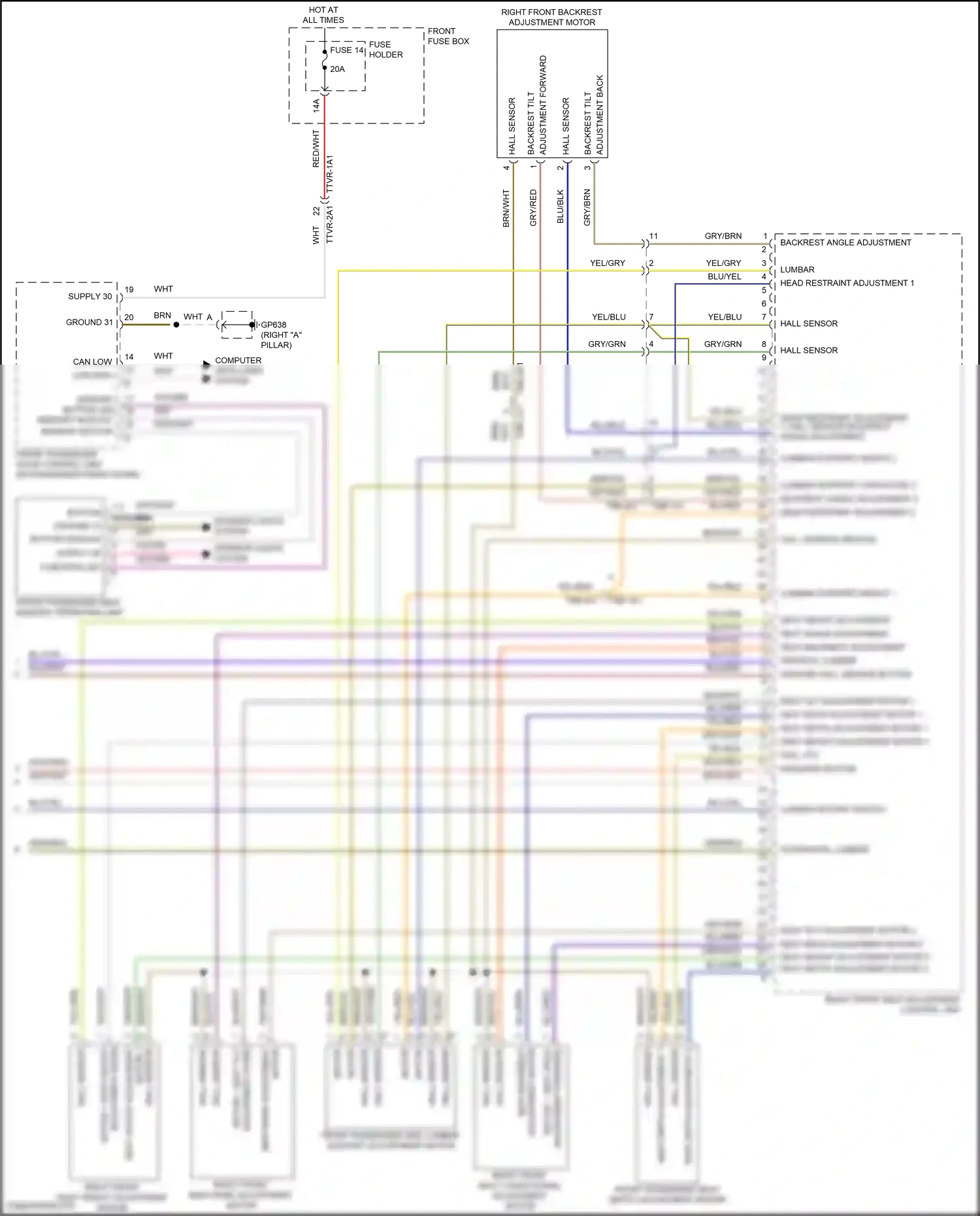 Porsche Cayenne III facelift (2023-2024) memory module memory button wiring diagram  (1 of 2)