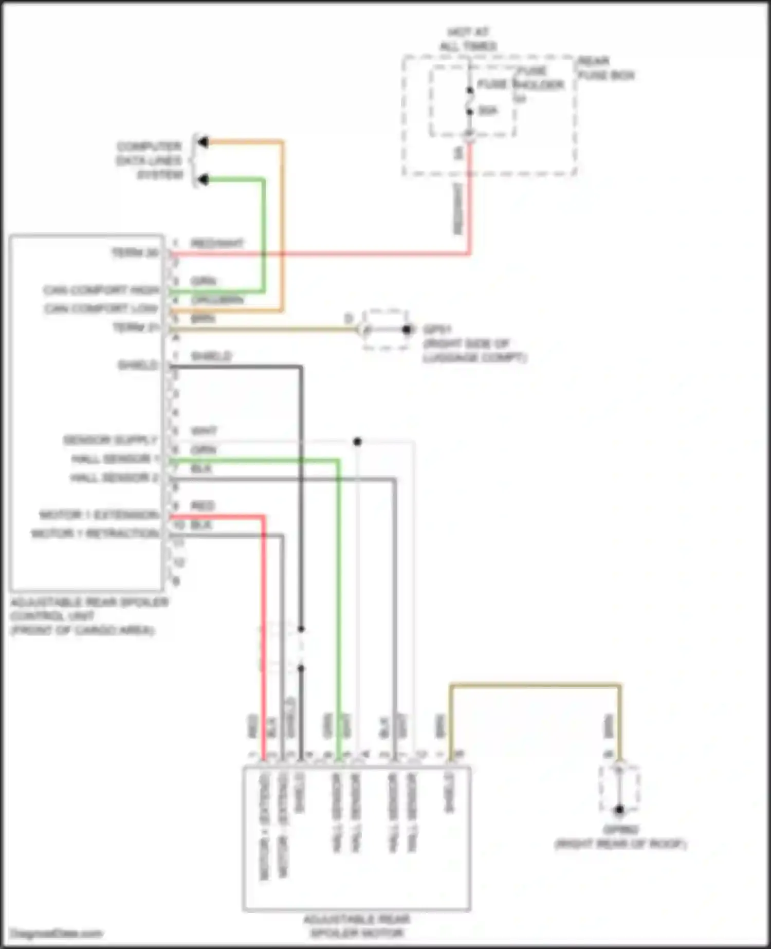 Wiring diagram motor 1 retraction for Porsche Cayenne III facelift (2023-2024) (1 of 1)