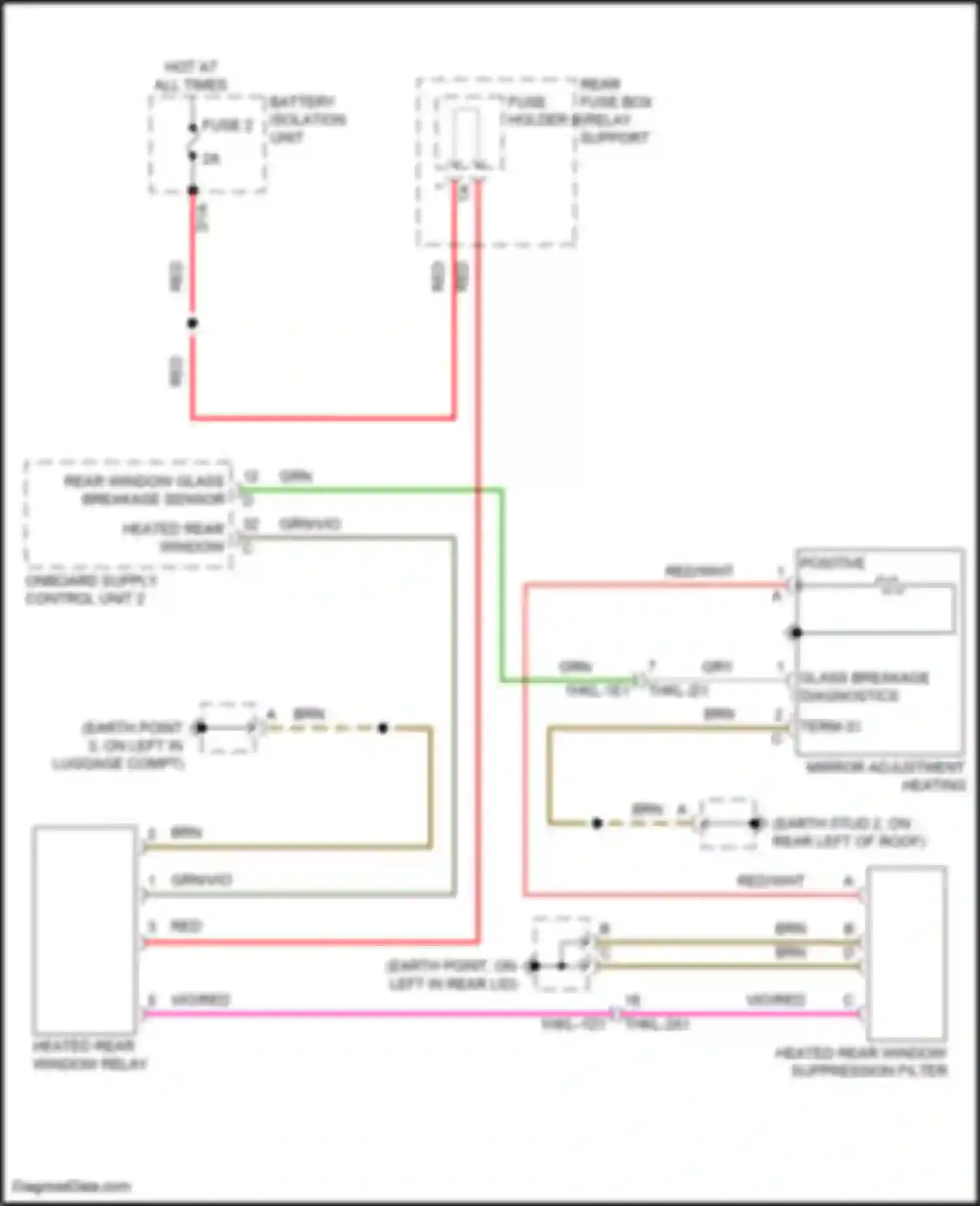 Wiring diagram glass breakage diagnostics for Porsche Cayenne III (2017-2023) (1 of 1)