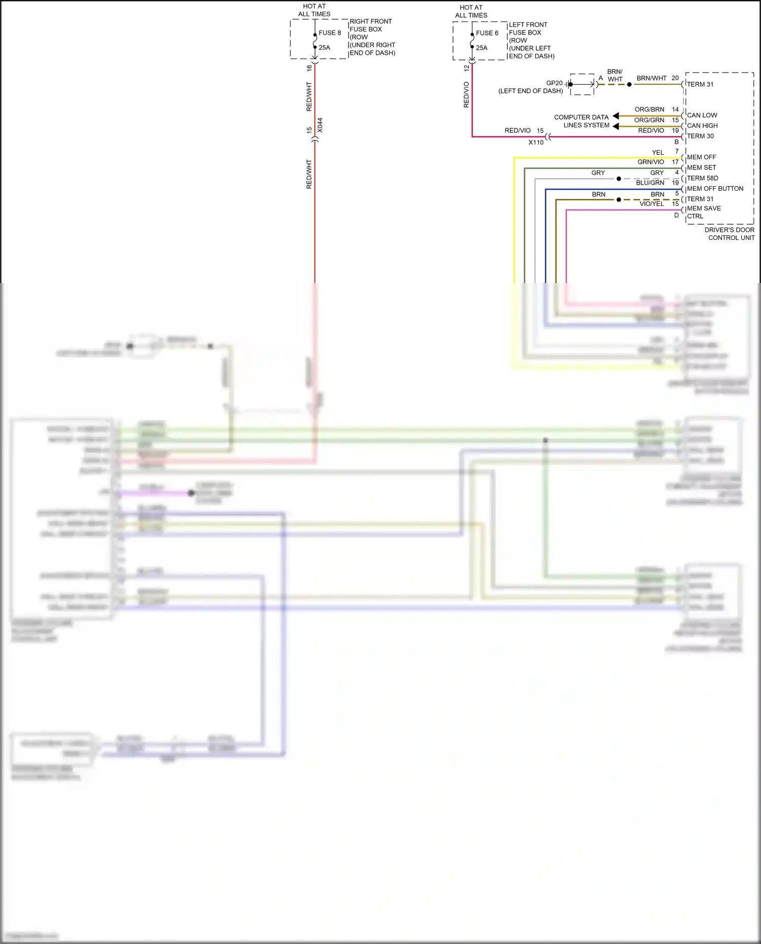 Wiring diagram adjustment btn gnd for Porsche Cayman GT4 981 (2015-2016) (2 of 2)