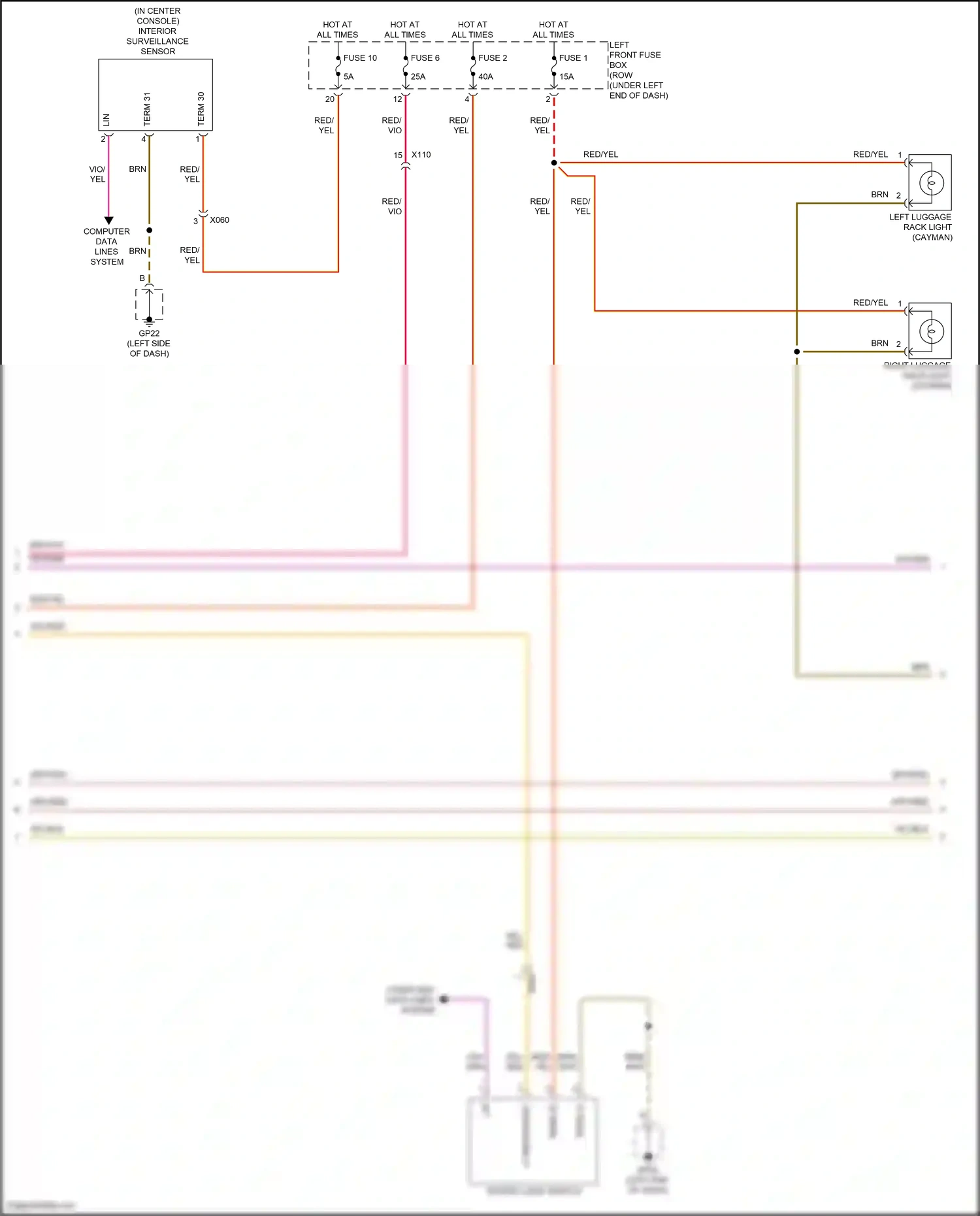 Wiring diagram interior surveillance sensor for Porsche Cayman GT4 981 (2015-2016) (3 of 4)