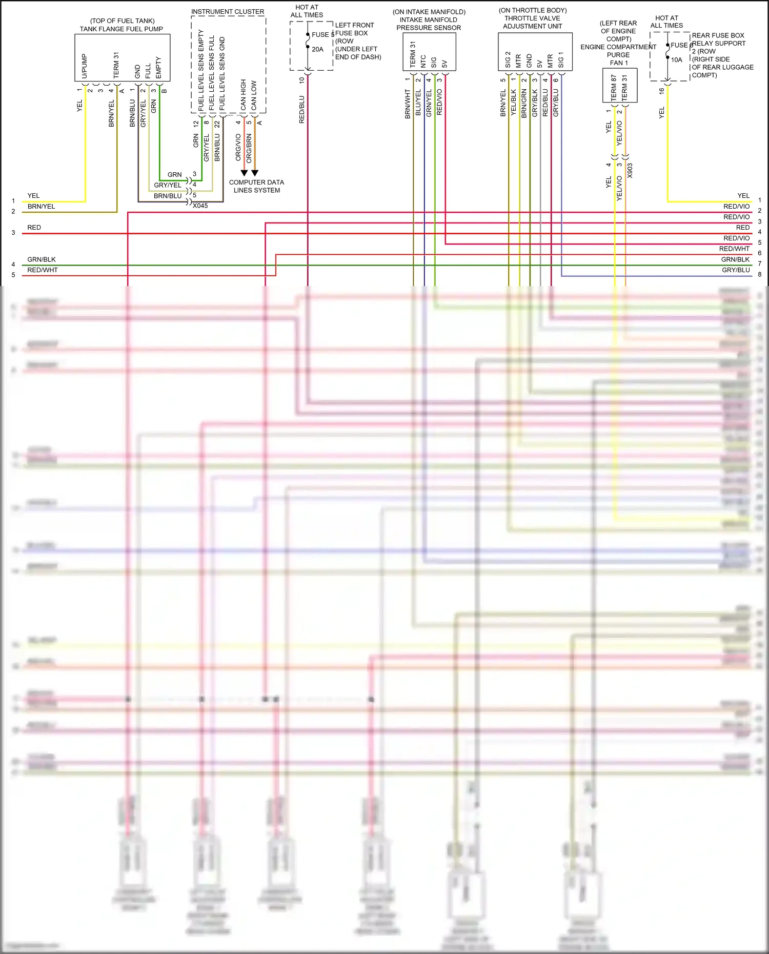 Wiring diagram knock sensor 1 for Porsche Cayman GT4 981 (2015-2016) (1 of 2)