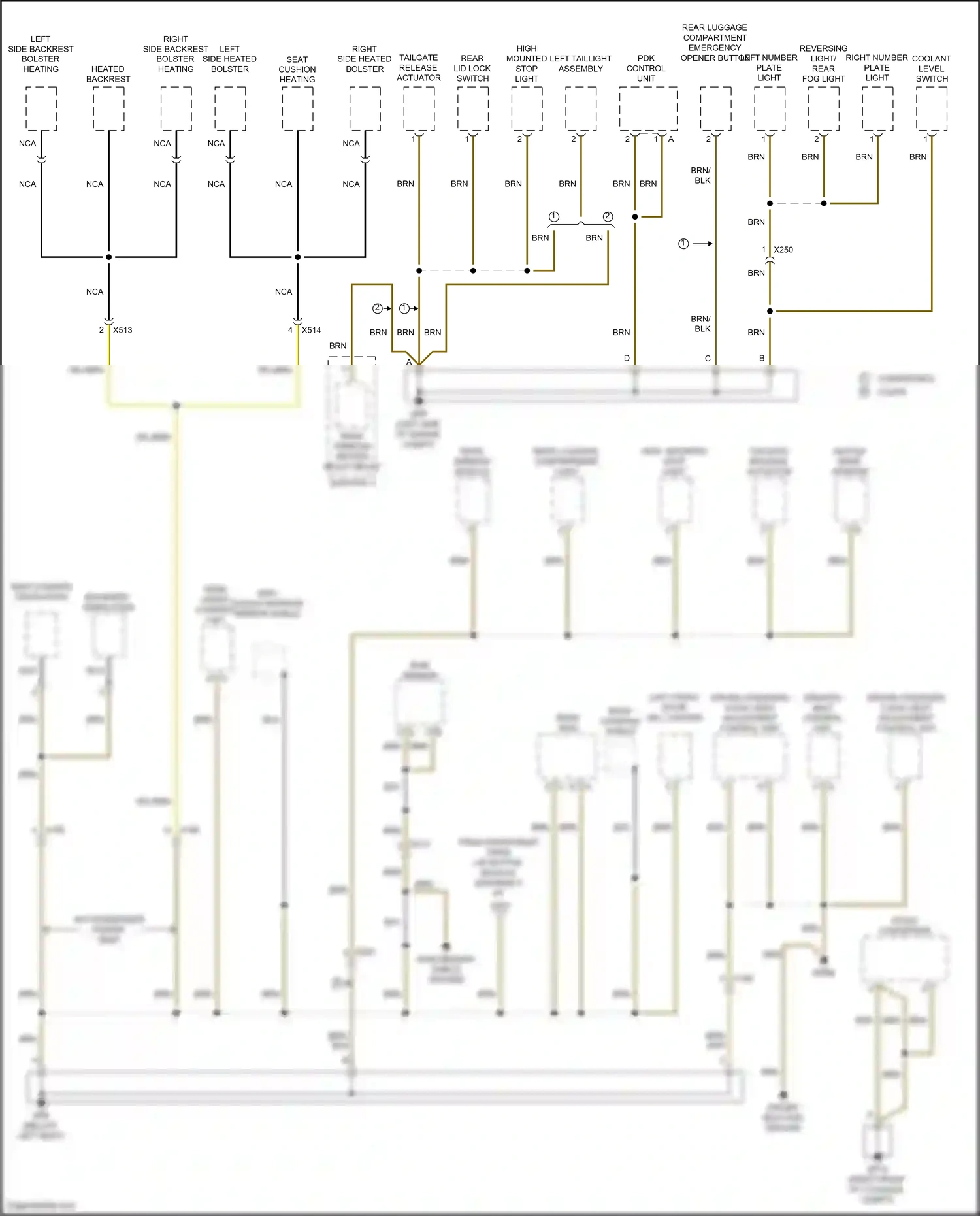 Wiring diagram rear window module for Porsche Cayman GT4 981 (2015-2016) (1 of 2)