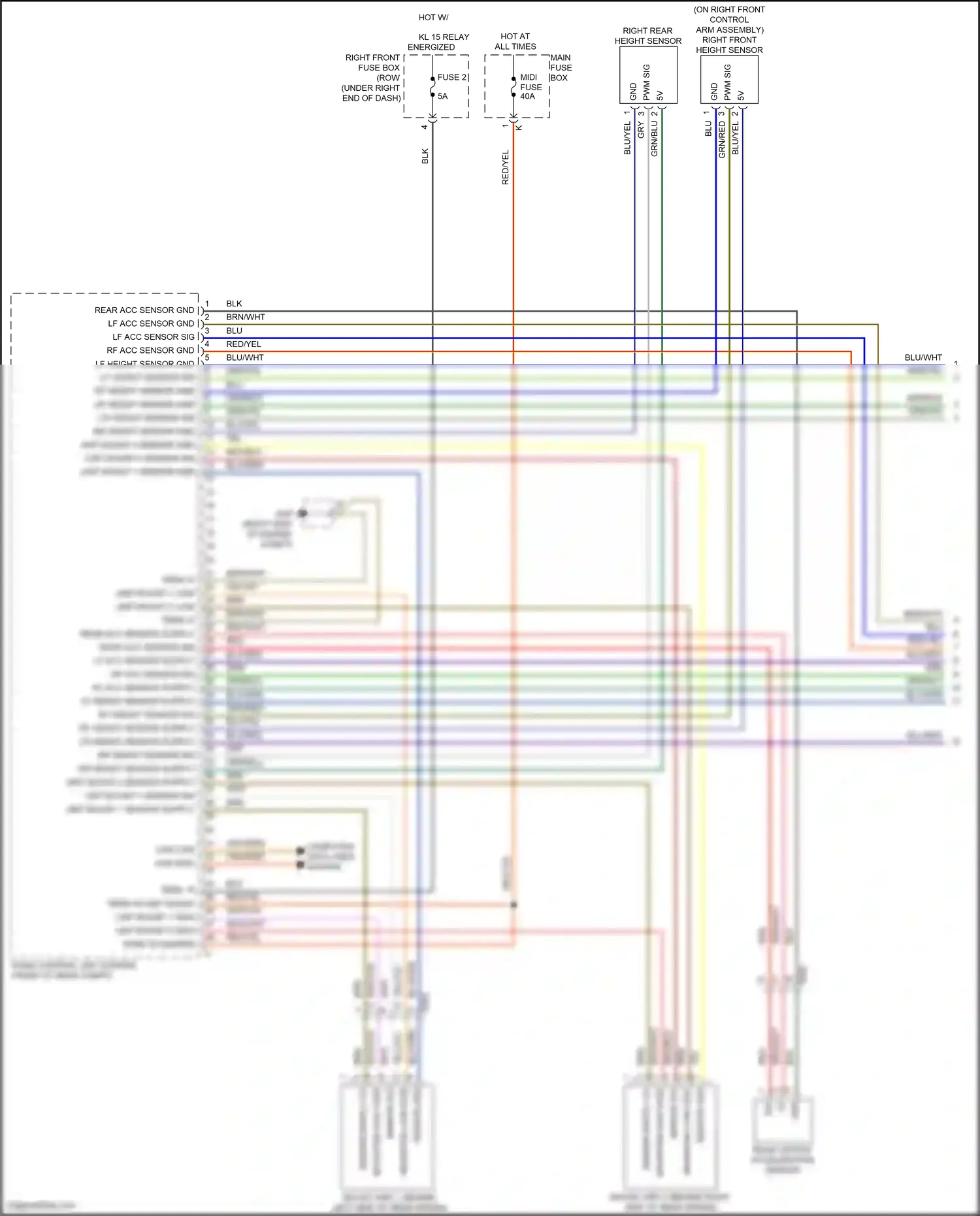 Wiring diagram right front height sensor for Porsche Cayman GT4 981 (2015-2016) (1 of 2)
