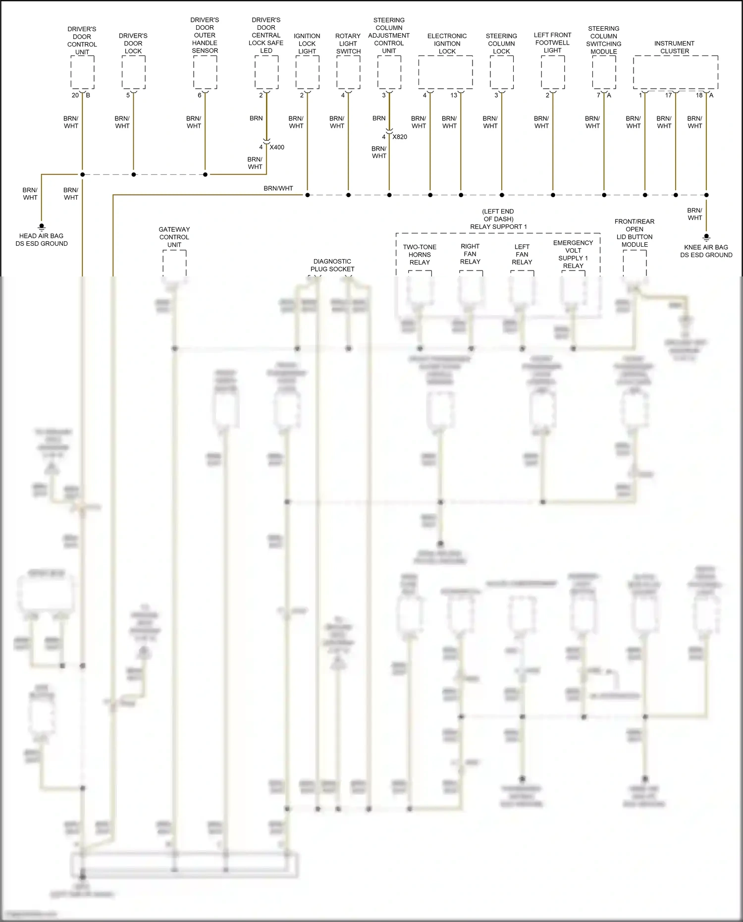 Wiring diagram steering column adjustment control unit for Porsche Cayman GT4 981 (2015-2016) (2 of 5)