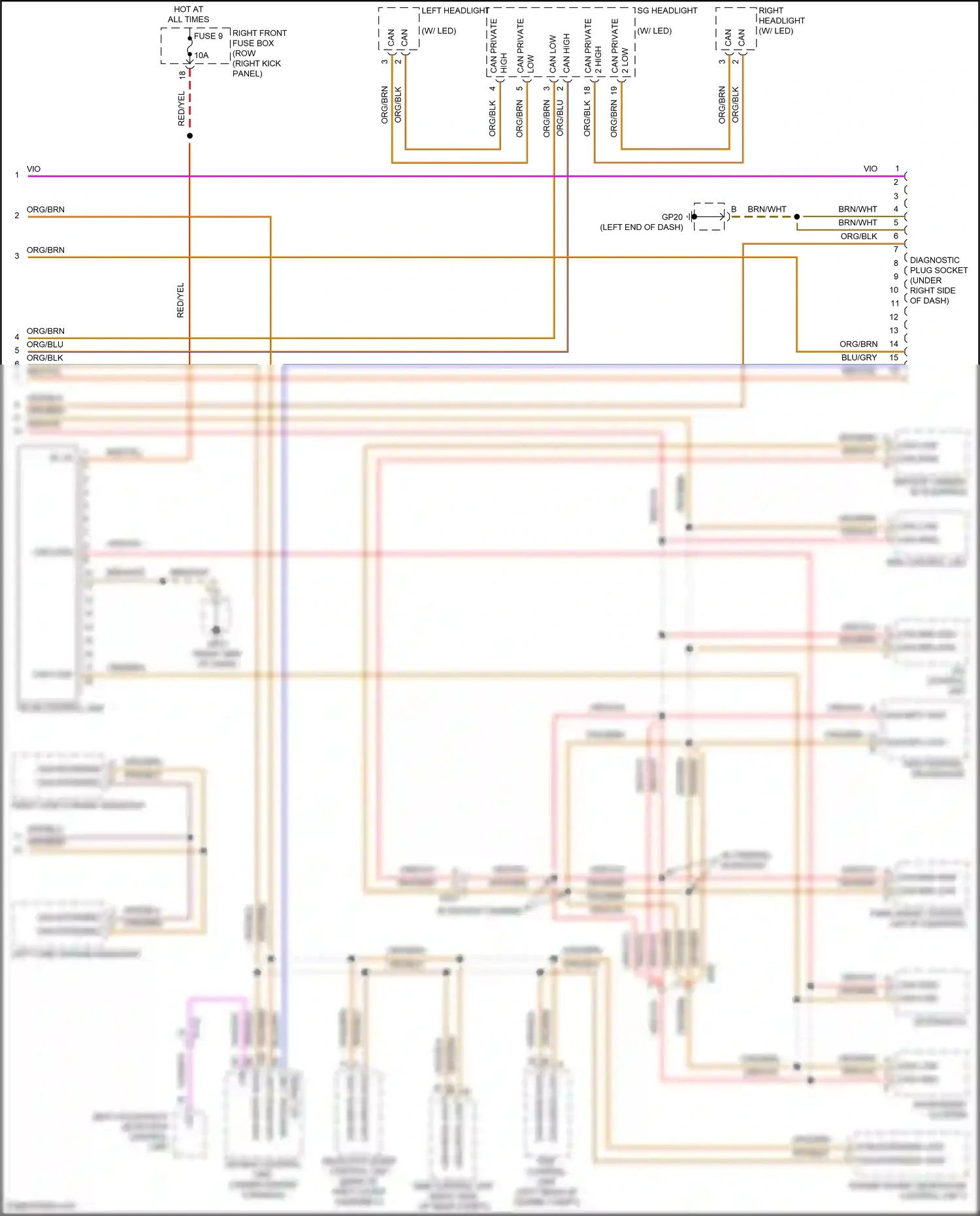 Wiring diagram diagnostic plug socket for Porsche Cayman GT4 982 (2019-2024) (1 of 4)