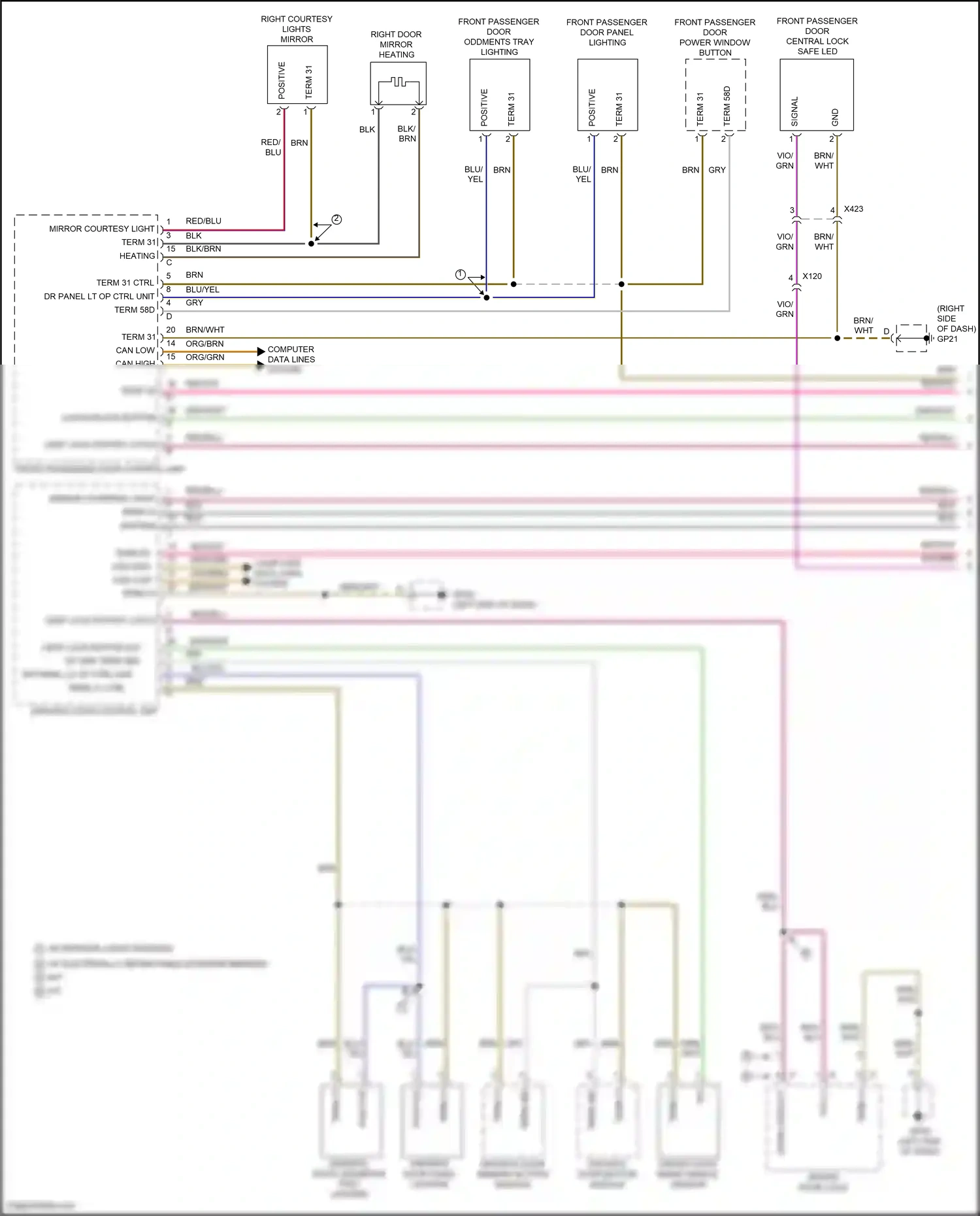 Wiring diagram driver's door memory button module for Porsche Cayman GT4 982 (2019-2024) (2 of 4)
