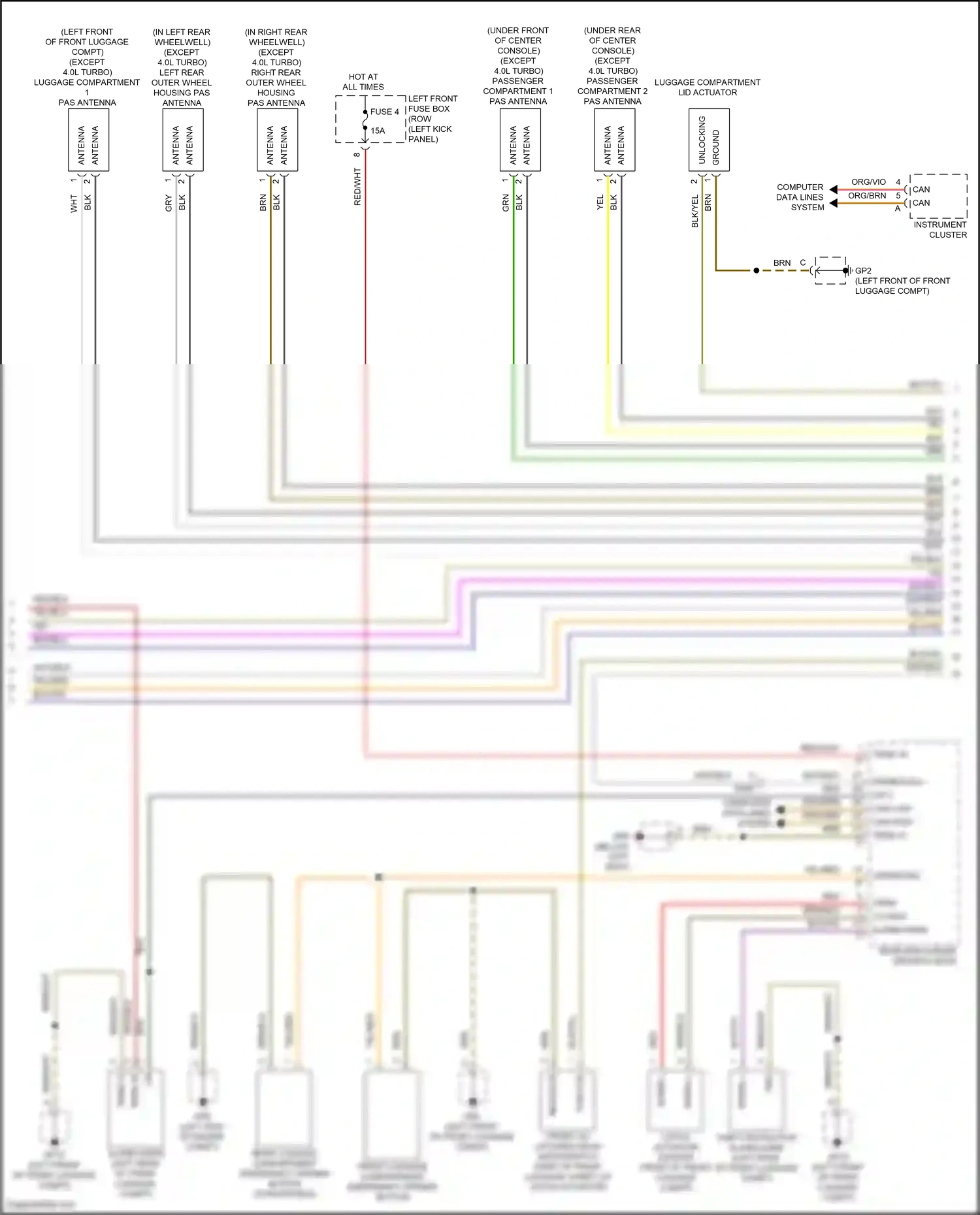 Wiring diagram front lid latching hook microswitch for Porsche Cayman GT4 982 (2019-2024) (1 of 4)